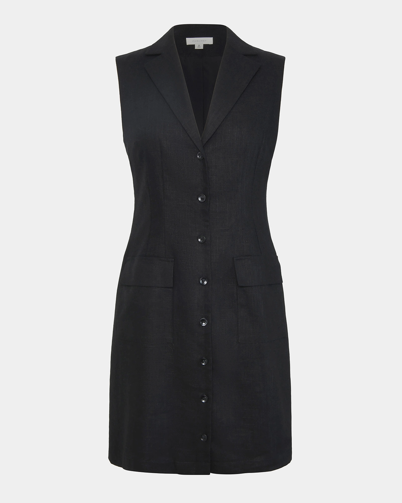 Valeria Buttoned Linen Dress | Black | Forcast - Forcast AU