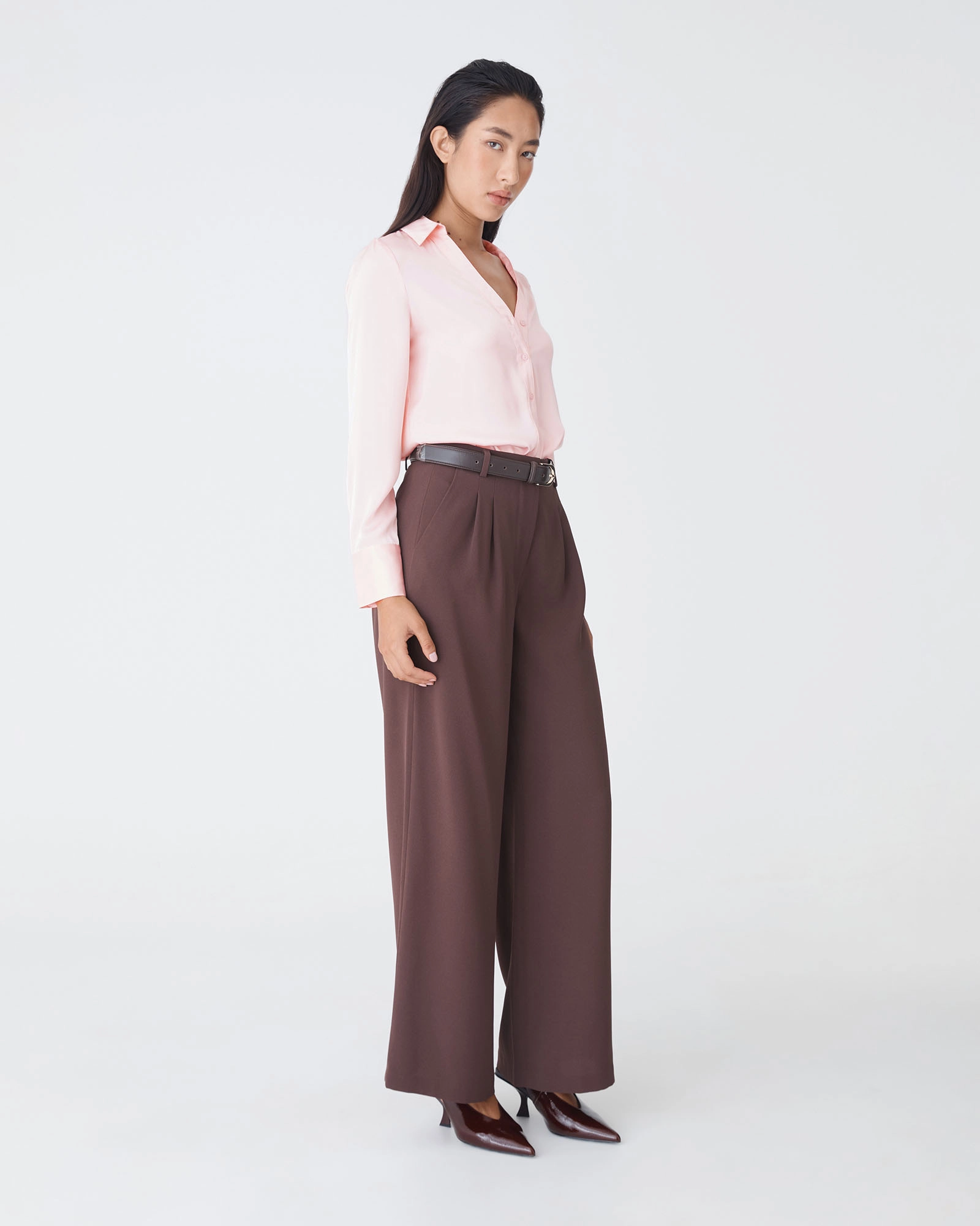 Lila V-neck Satin Blouse