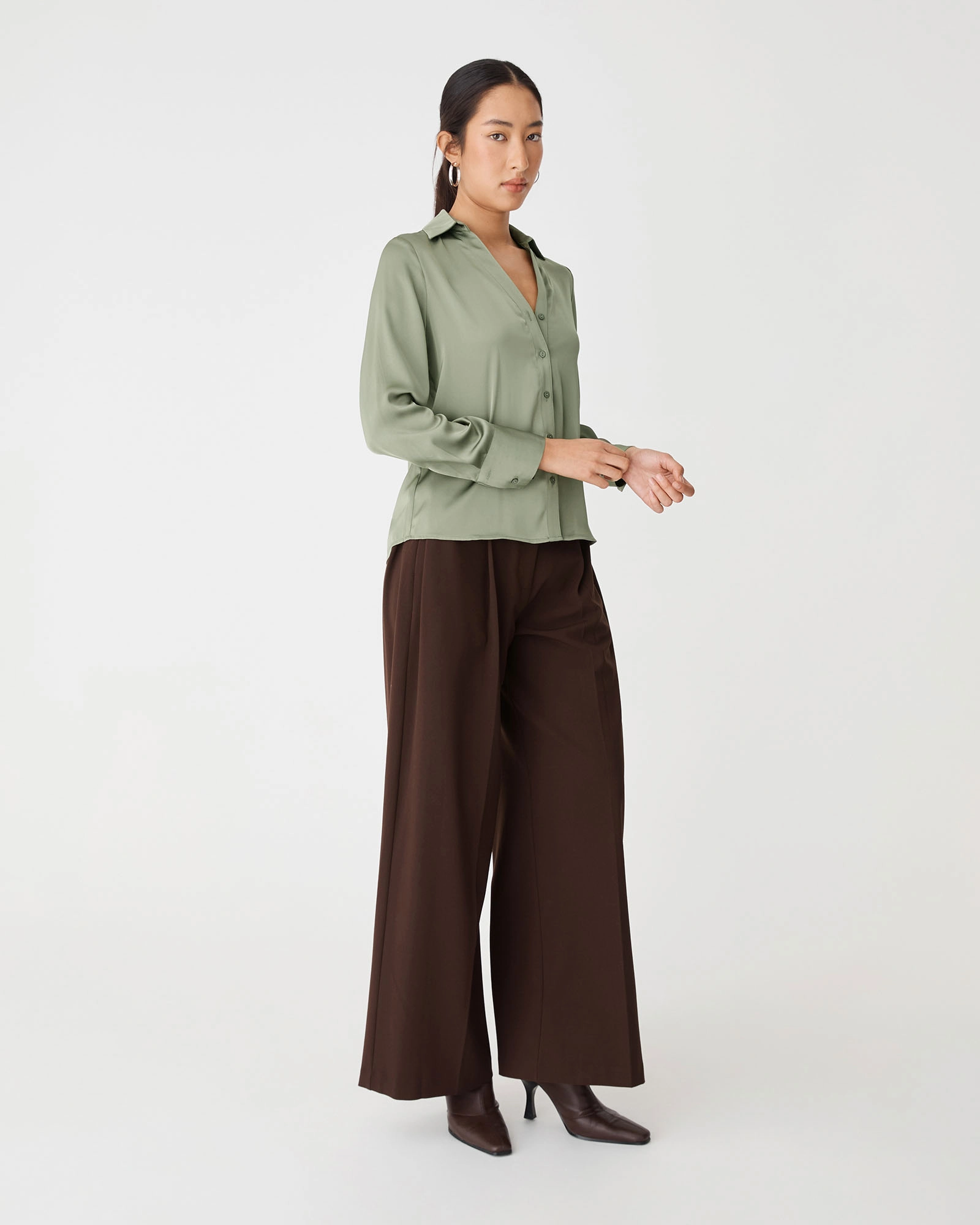 Lila V-neck Satin Blouse
