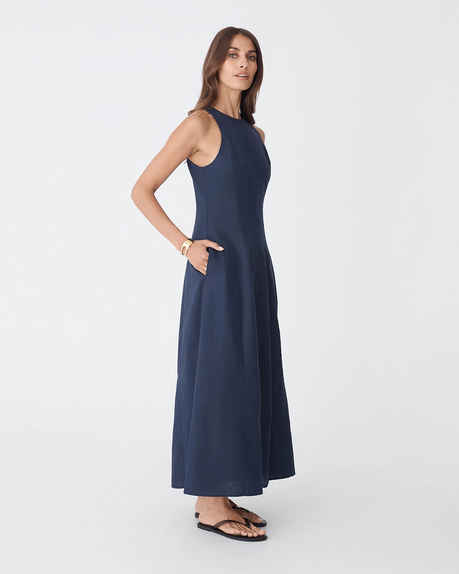 Tory Linen Blend Panel Dress