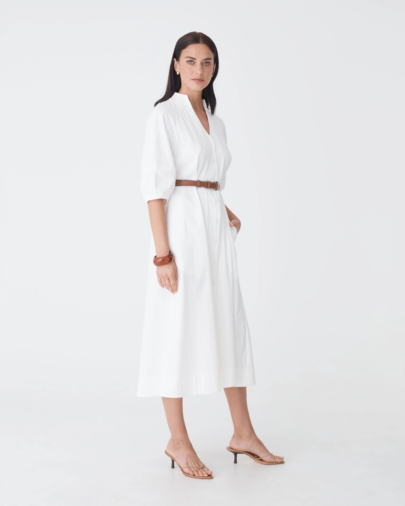 Lyn Lantern Sleeve Shirt Dress