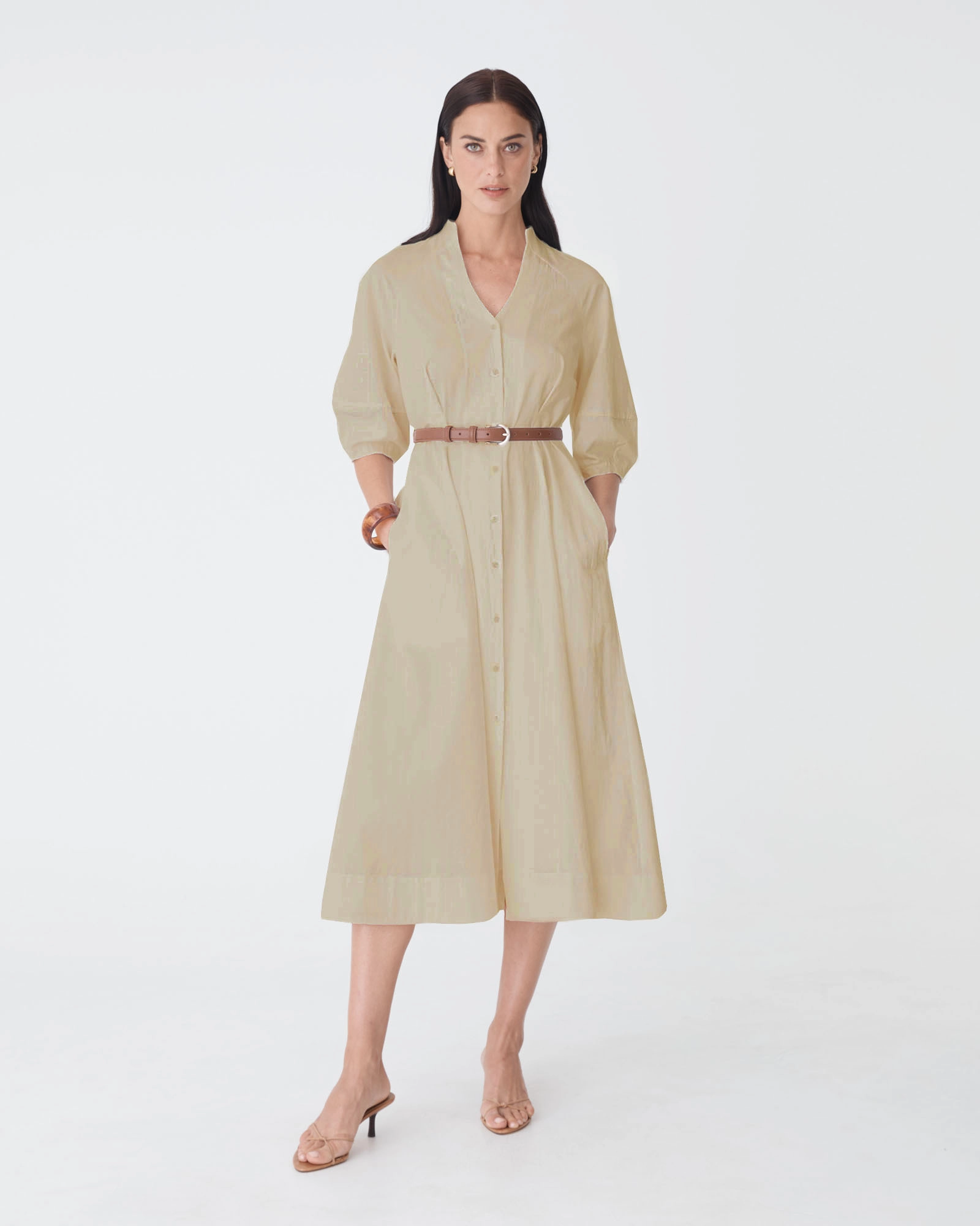 Lyn Lantern Sleeve Shirt Dress