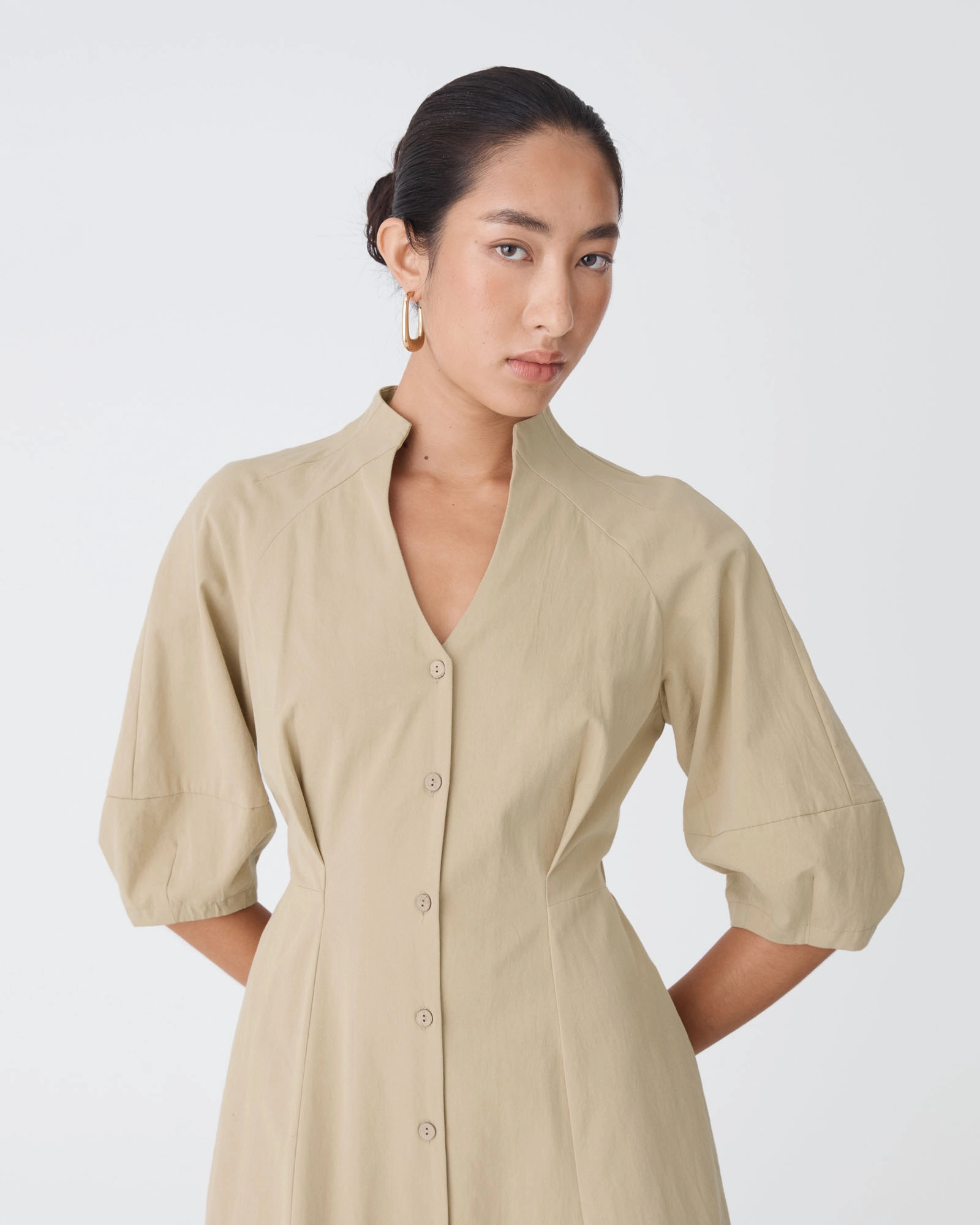Lyn Lantern Sleeve Shirt Dress