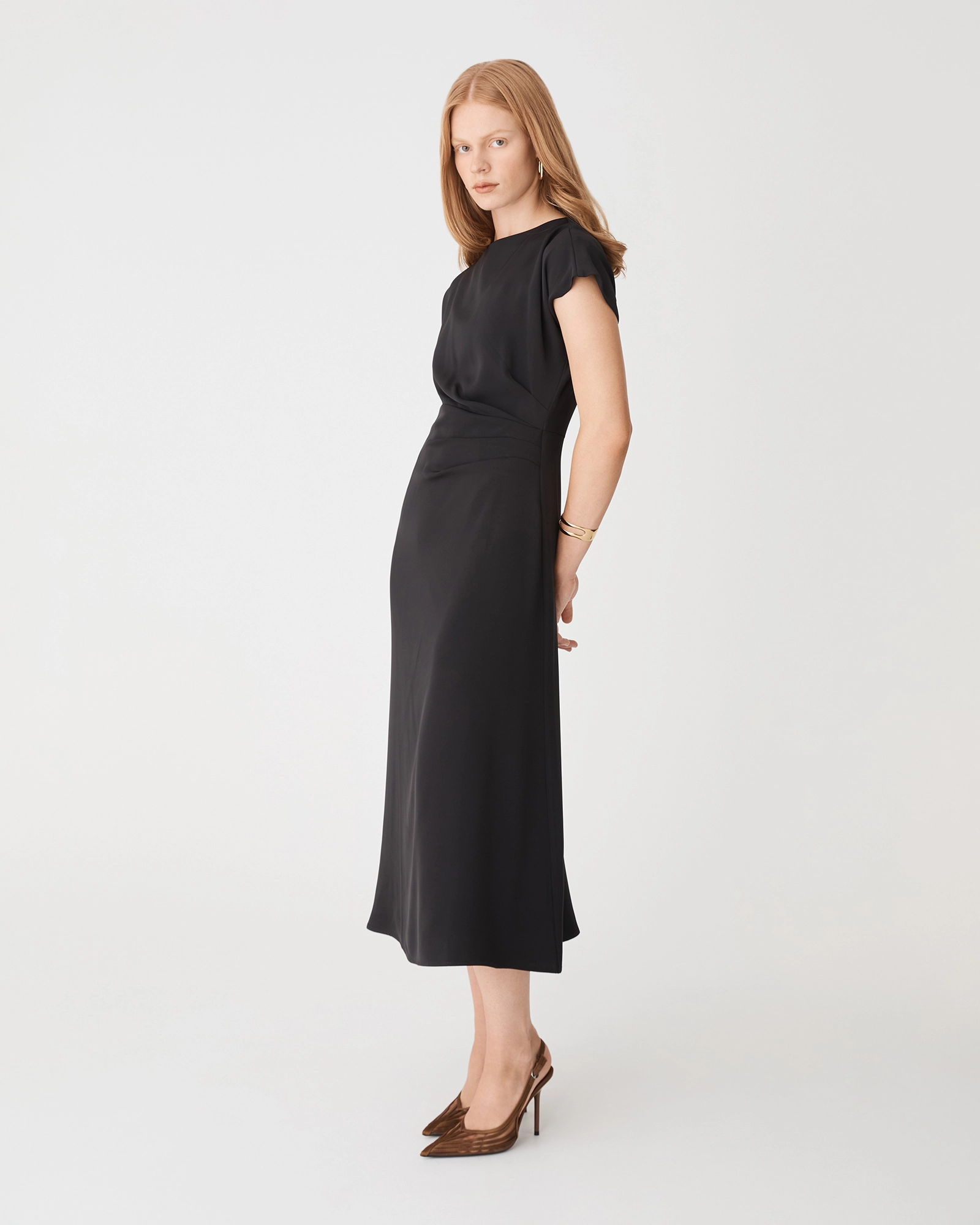 Bianca Side Pleat Midi Dress