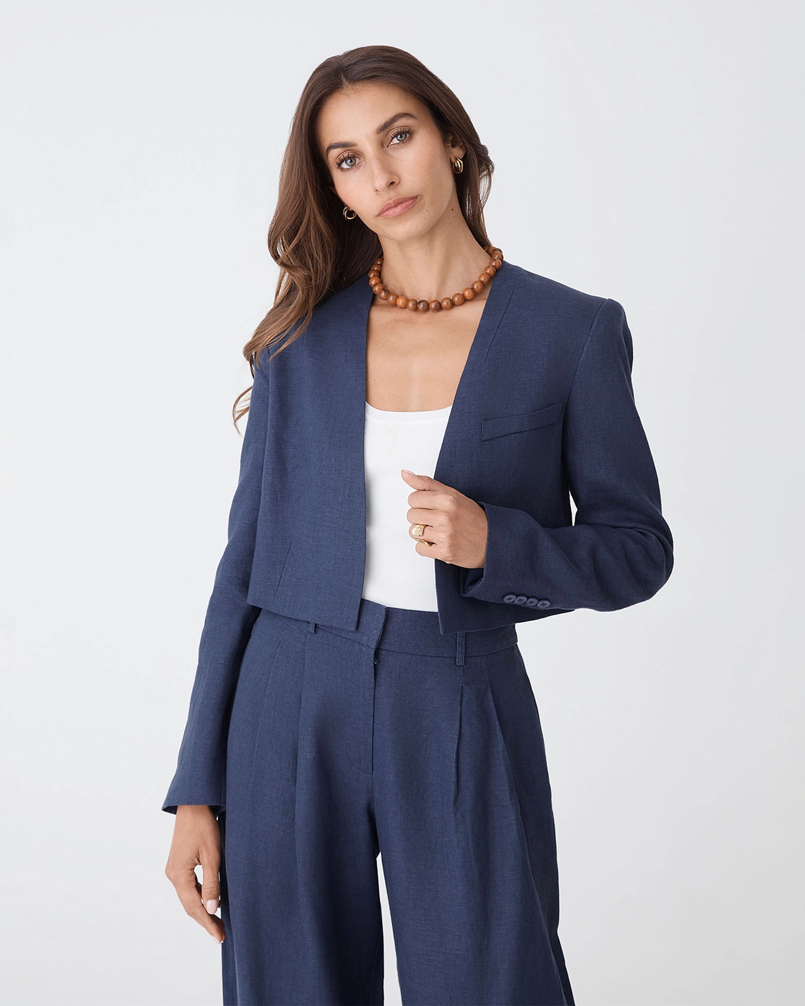 Ami Cropped Linen Jacket
