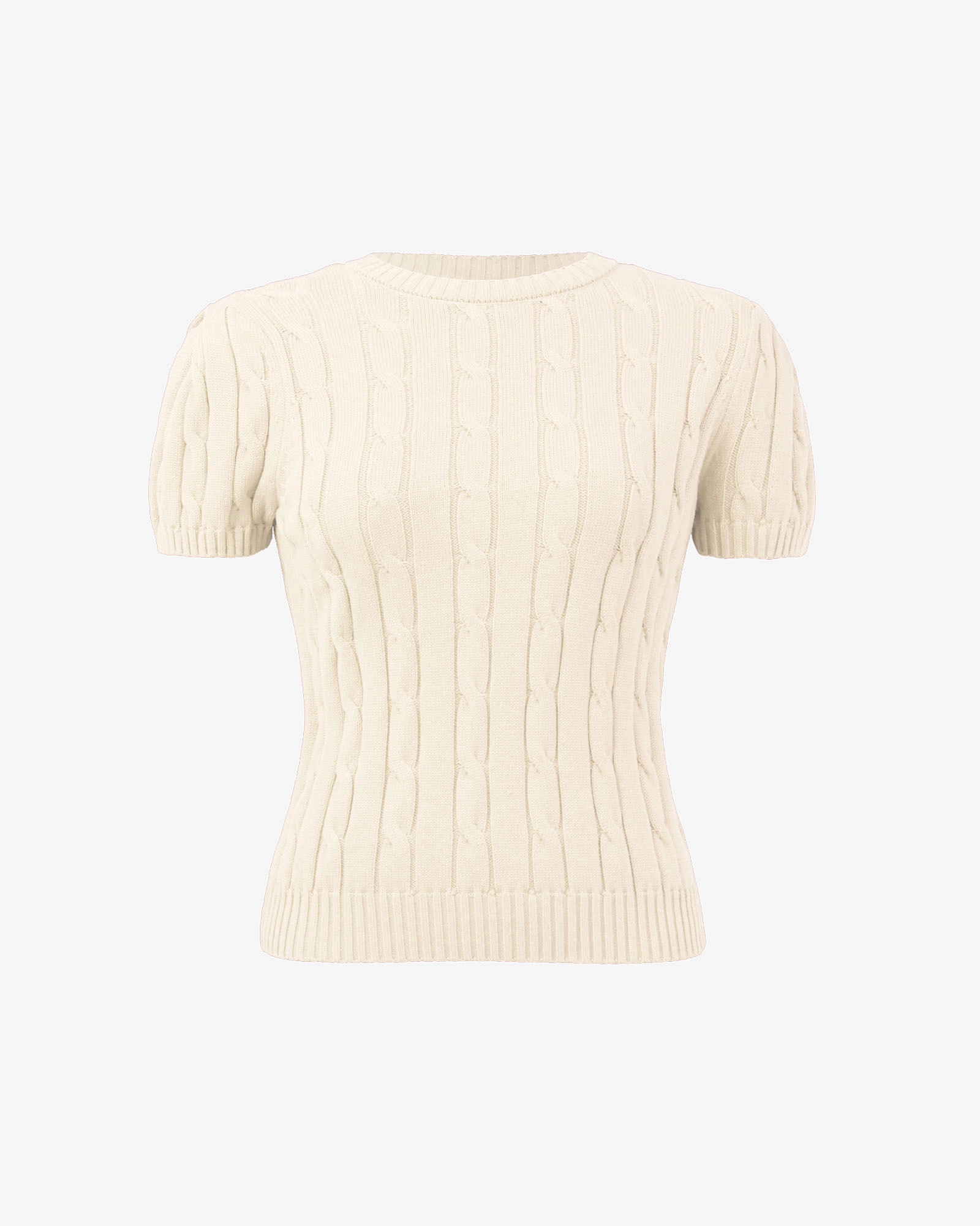 Berry Puff Sleeve Cable Knit
