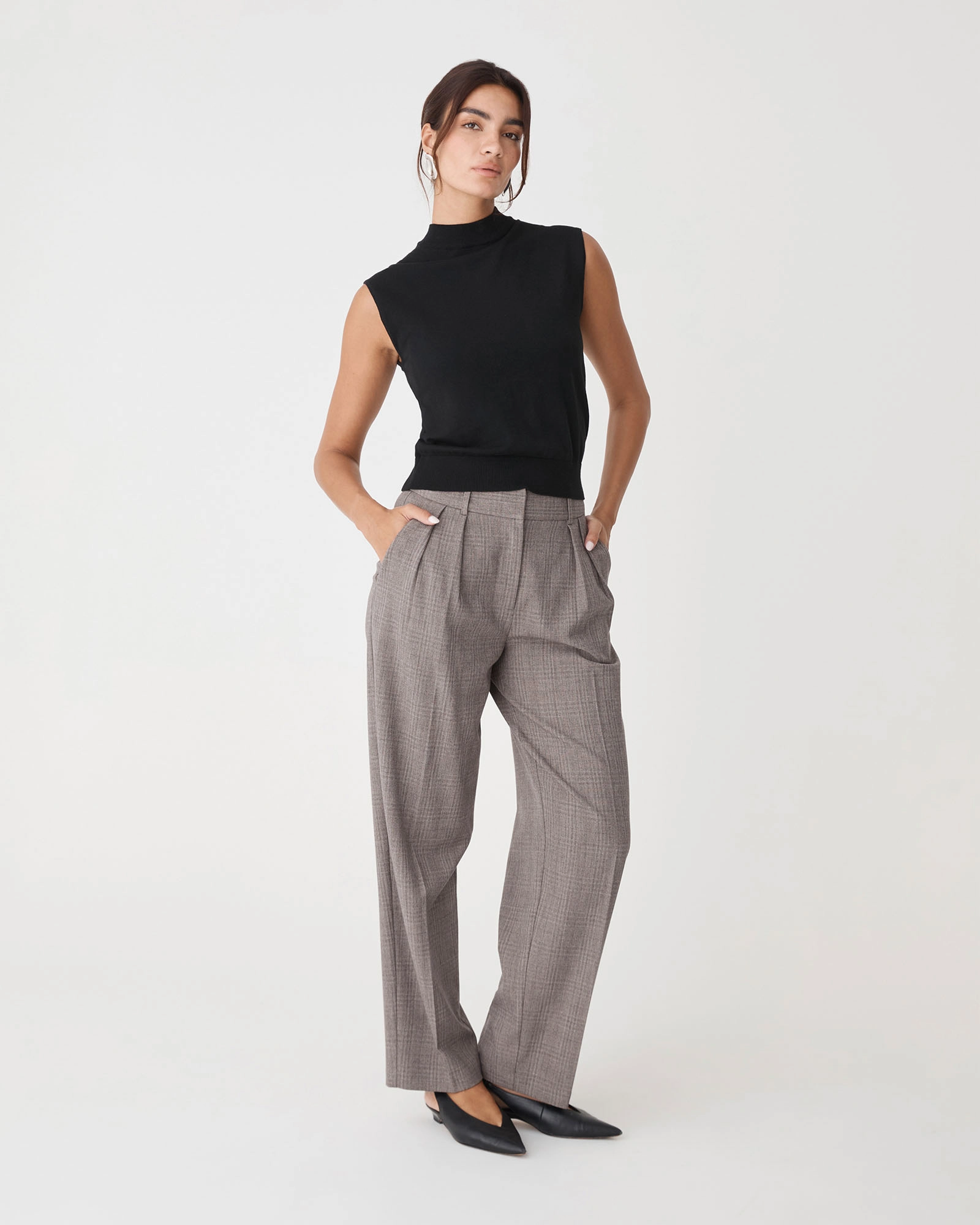 Loretta Pleated Check Pants