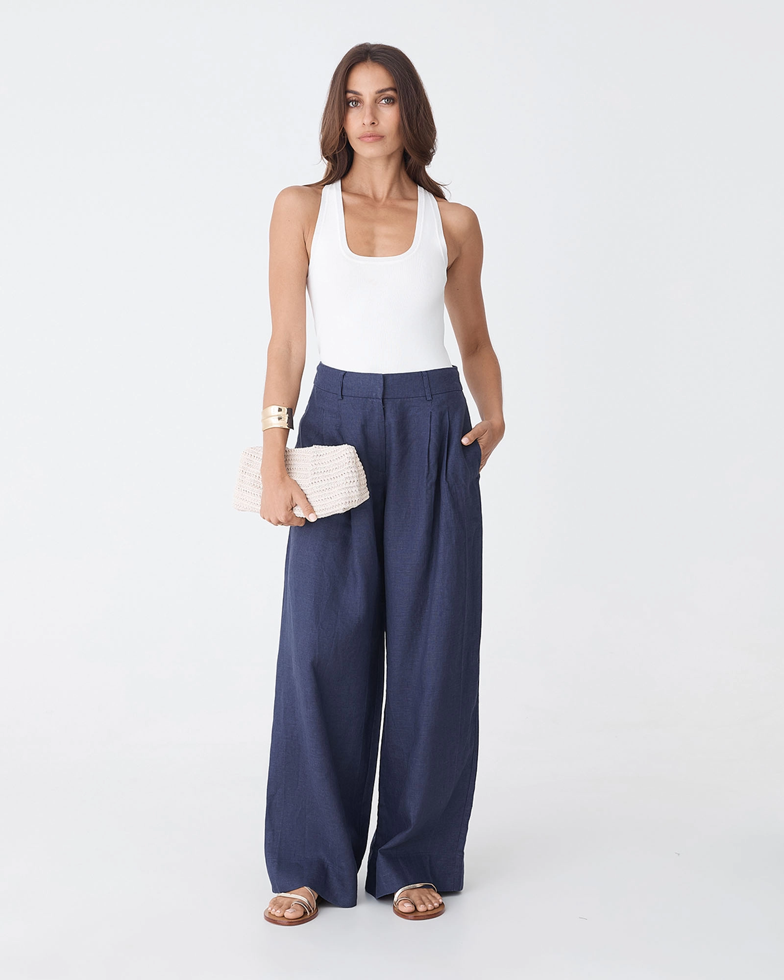 Ami Wide Leg Linen Pants