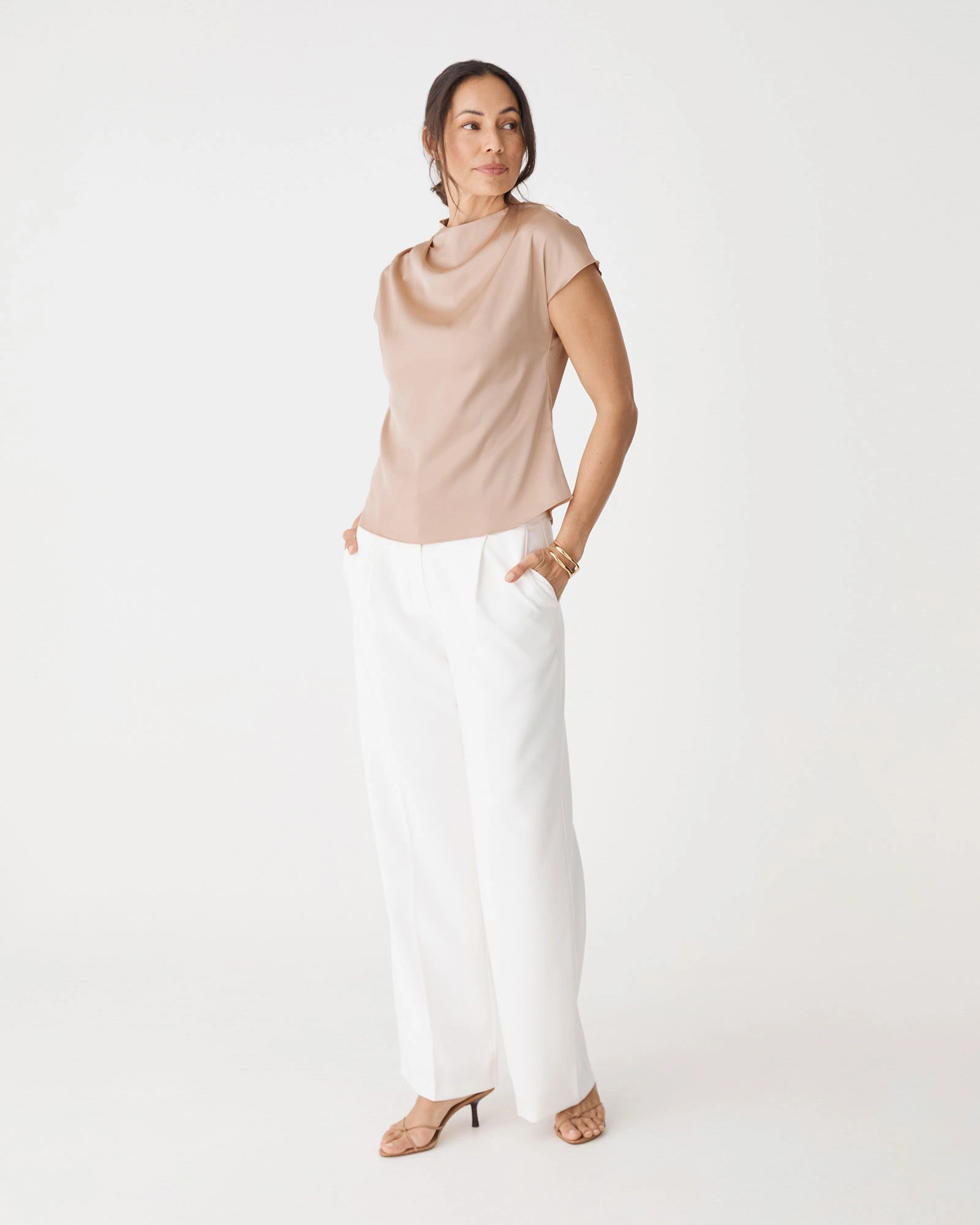 Zafina Pleated Draped Top