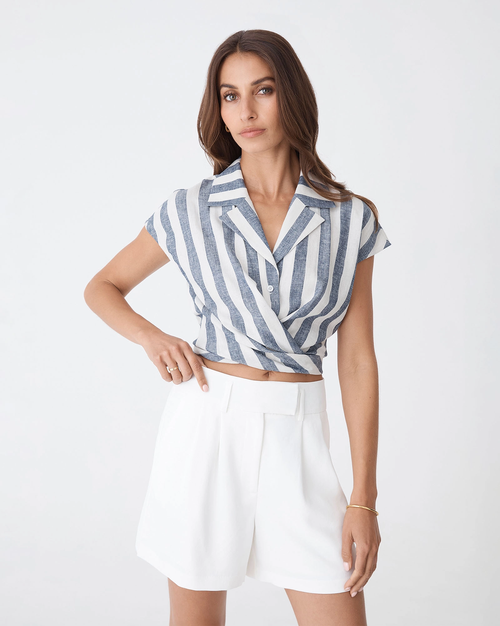 Ikaria Linen Blend Wrap Shirt