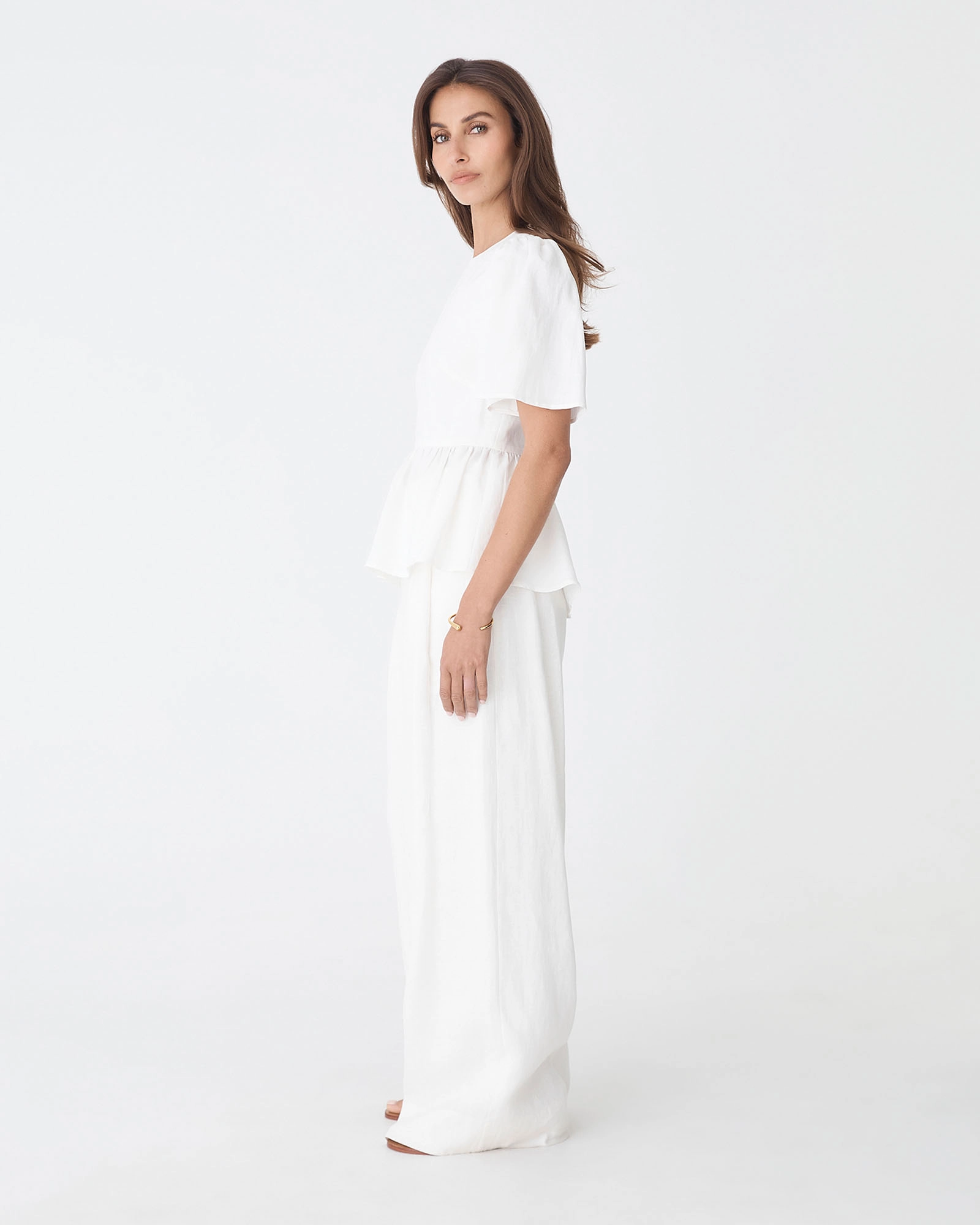 Jade Linen Peplum Top