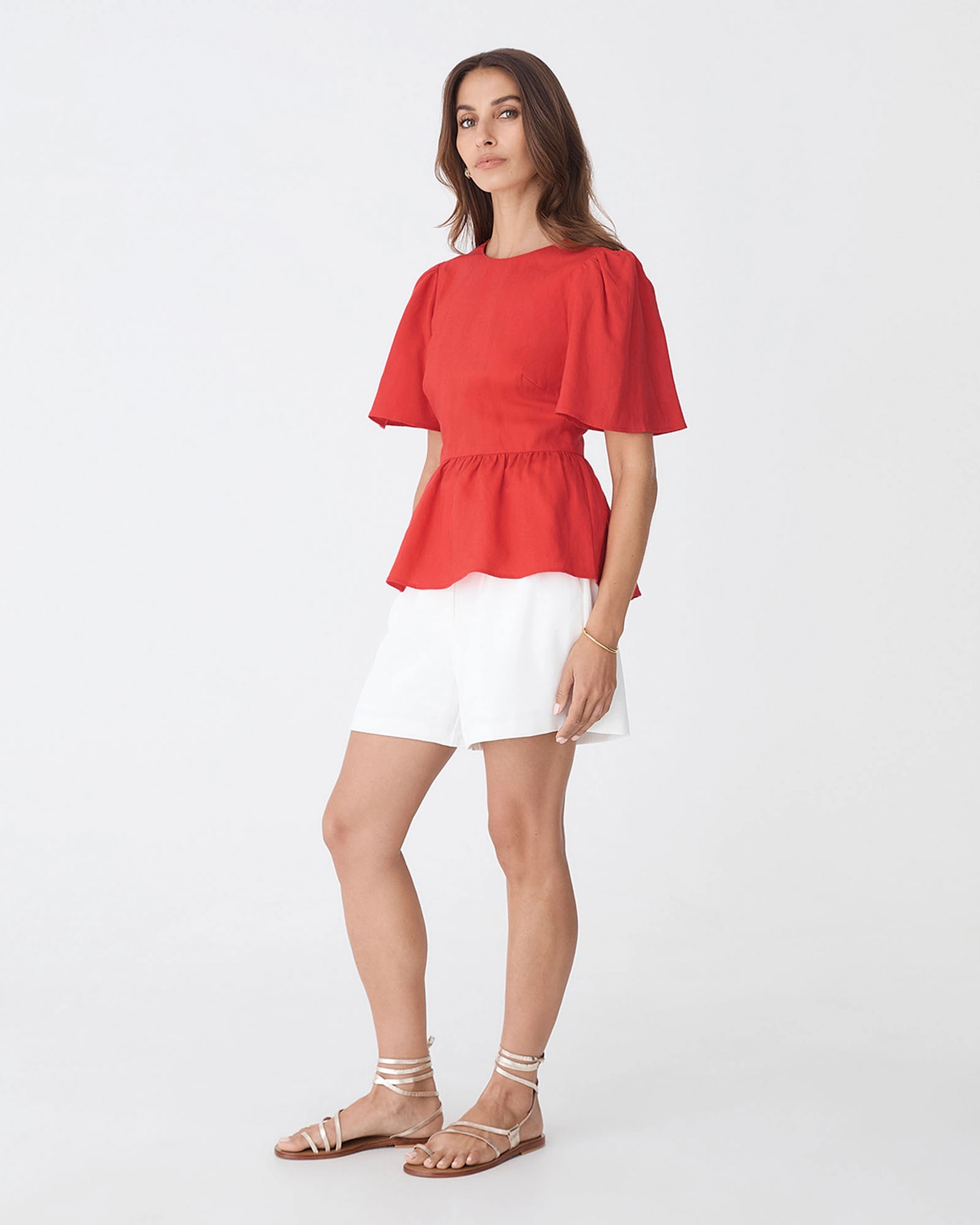 Jade Linen Peplum Top