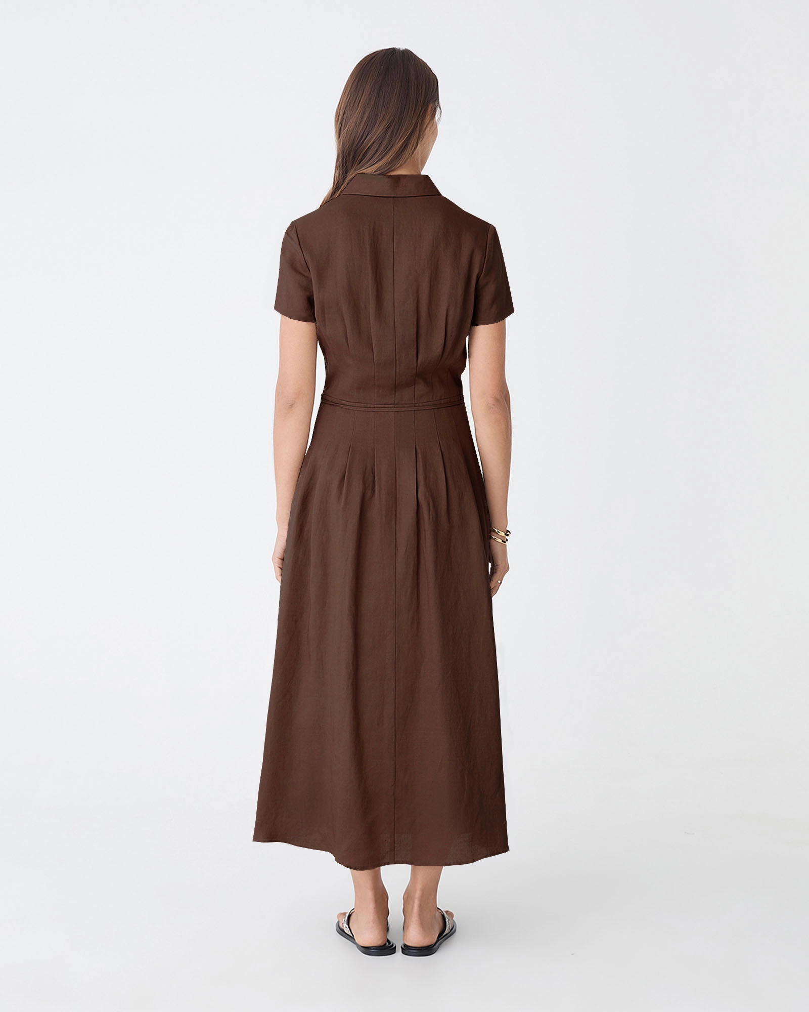 Sophie Pleat Waist Linen Dress