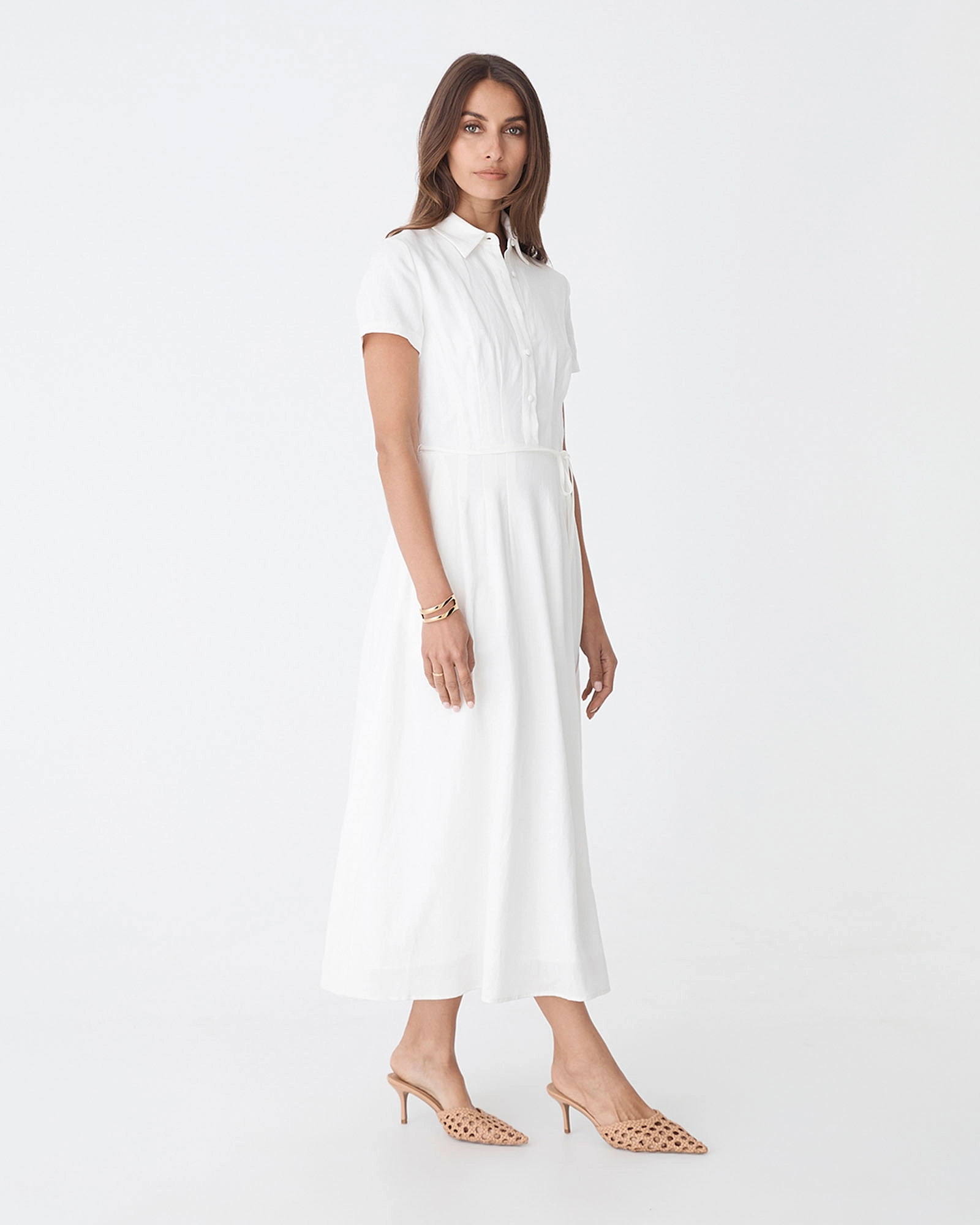 Sophie Pleat Waist Linen Dress