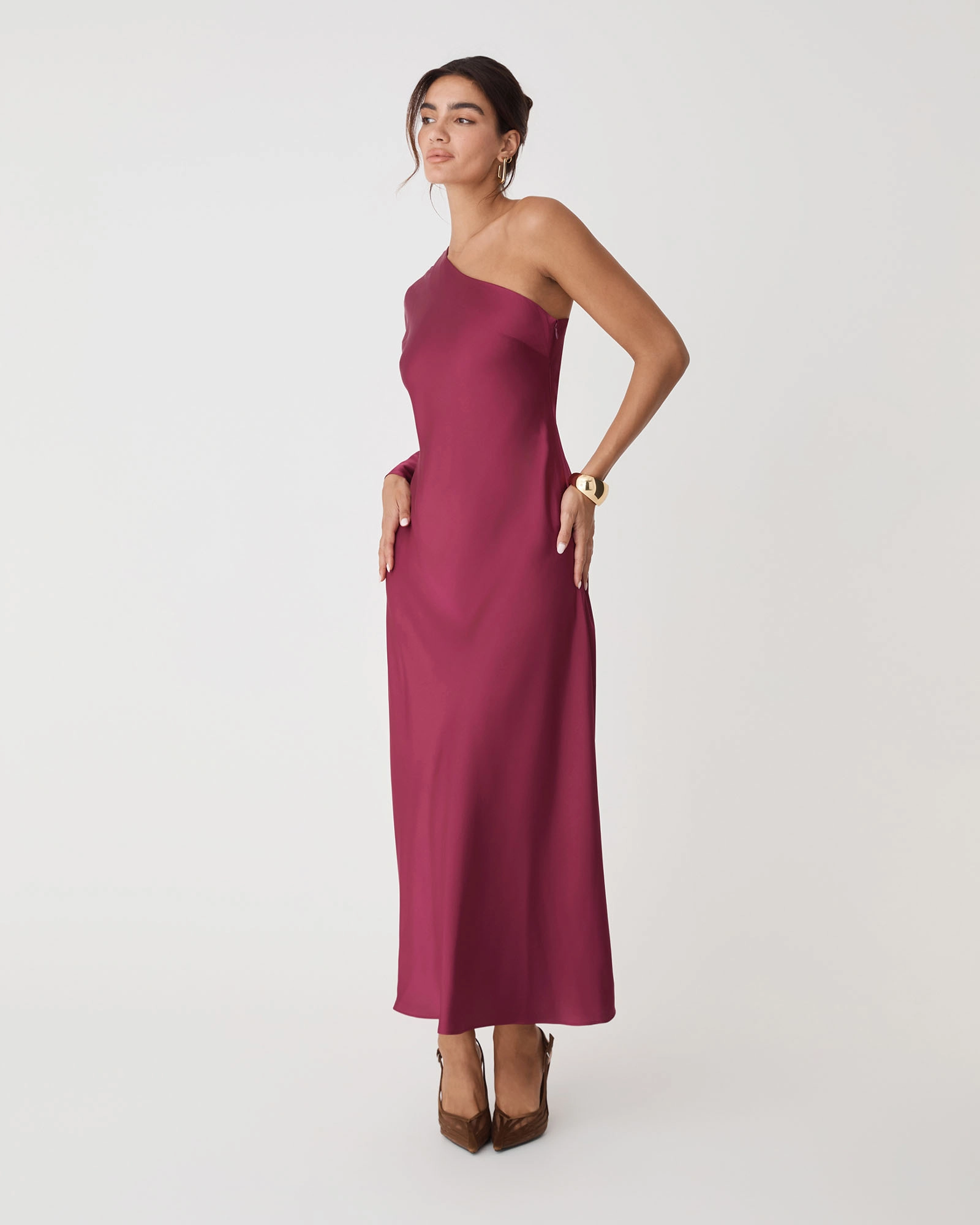 Cleo One Shoulder Satin Dress