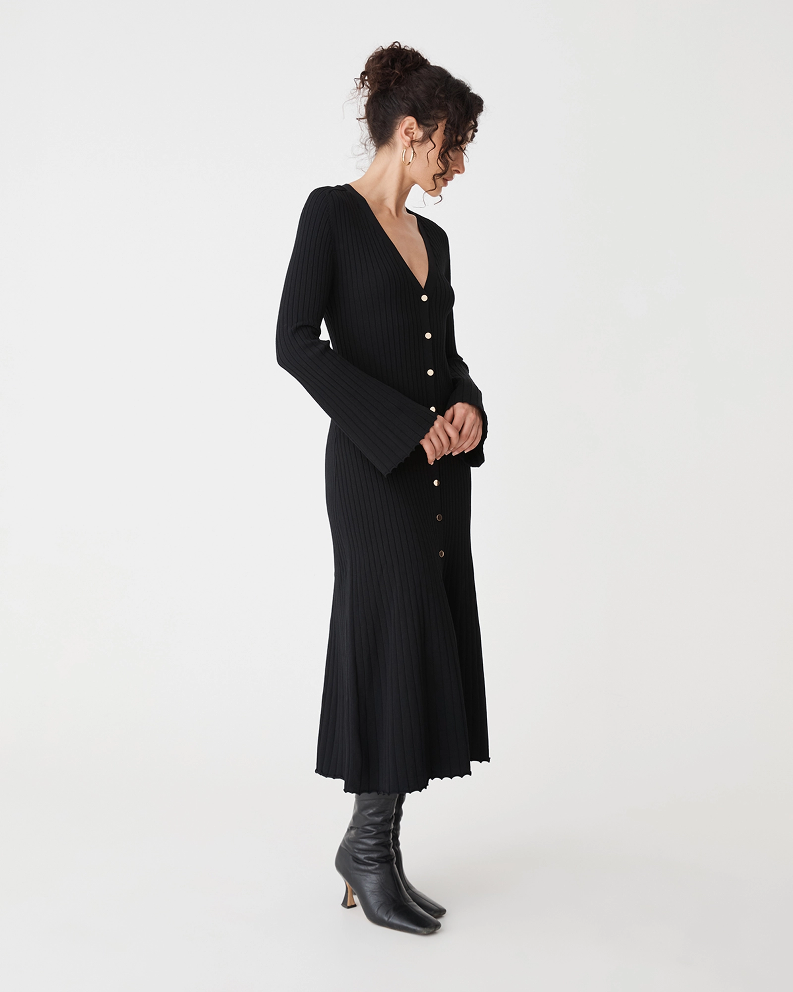 Danica V-neck Rib Knit Dress