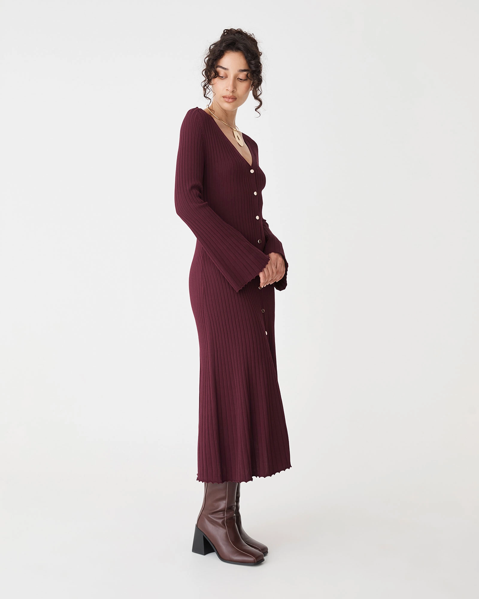 Danica V-neck Rib Knit Dress