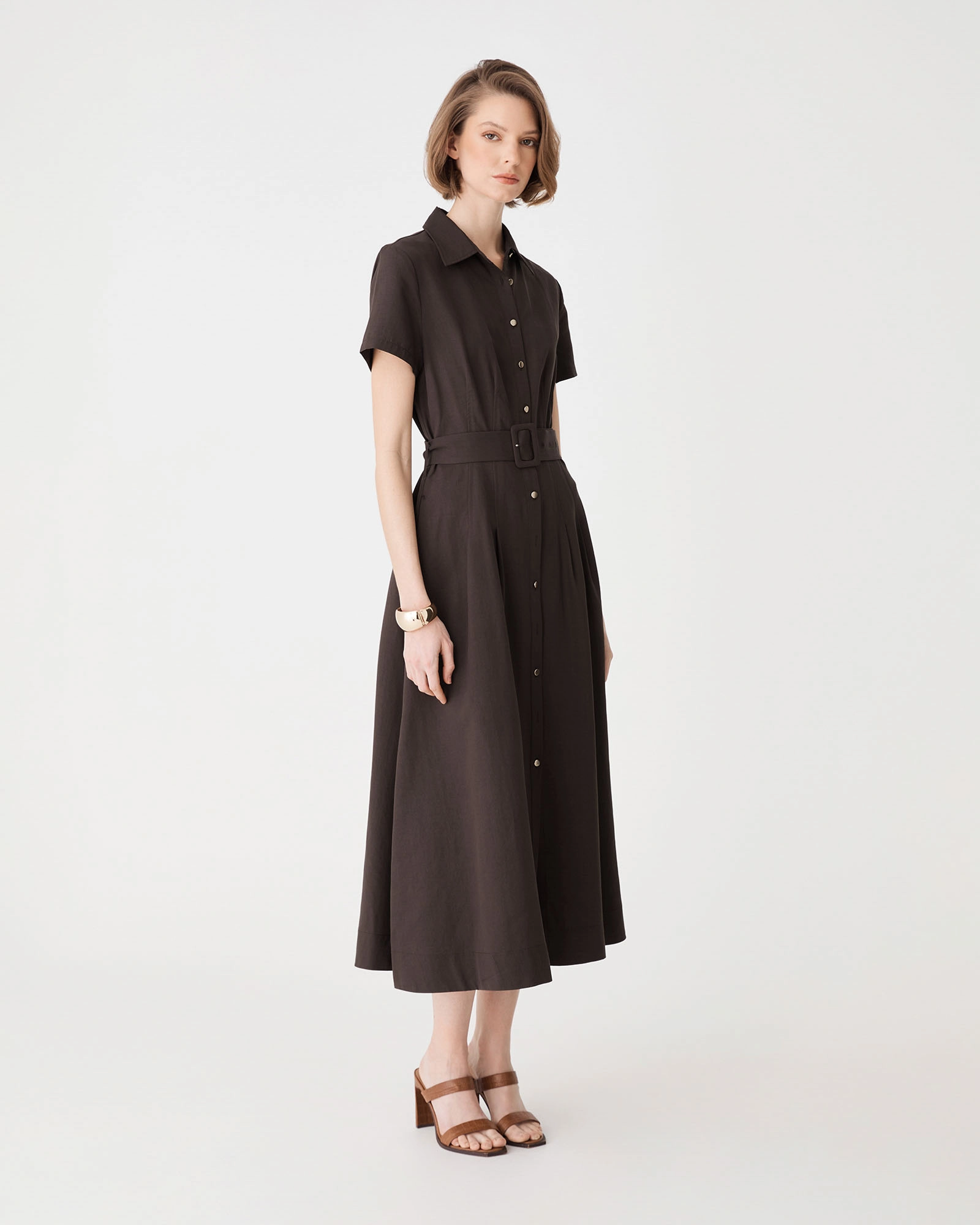 Ebony Tencel Cupro Shirt Dress