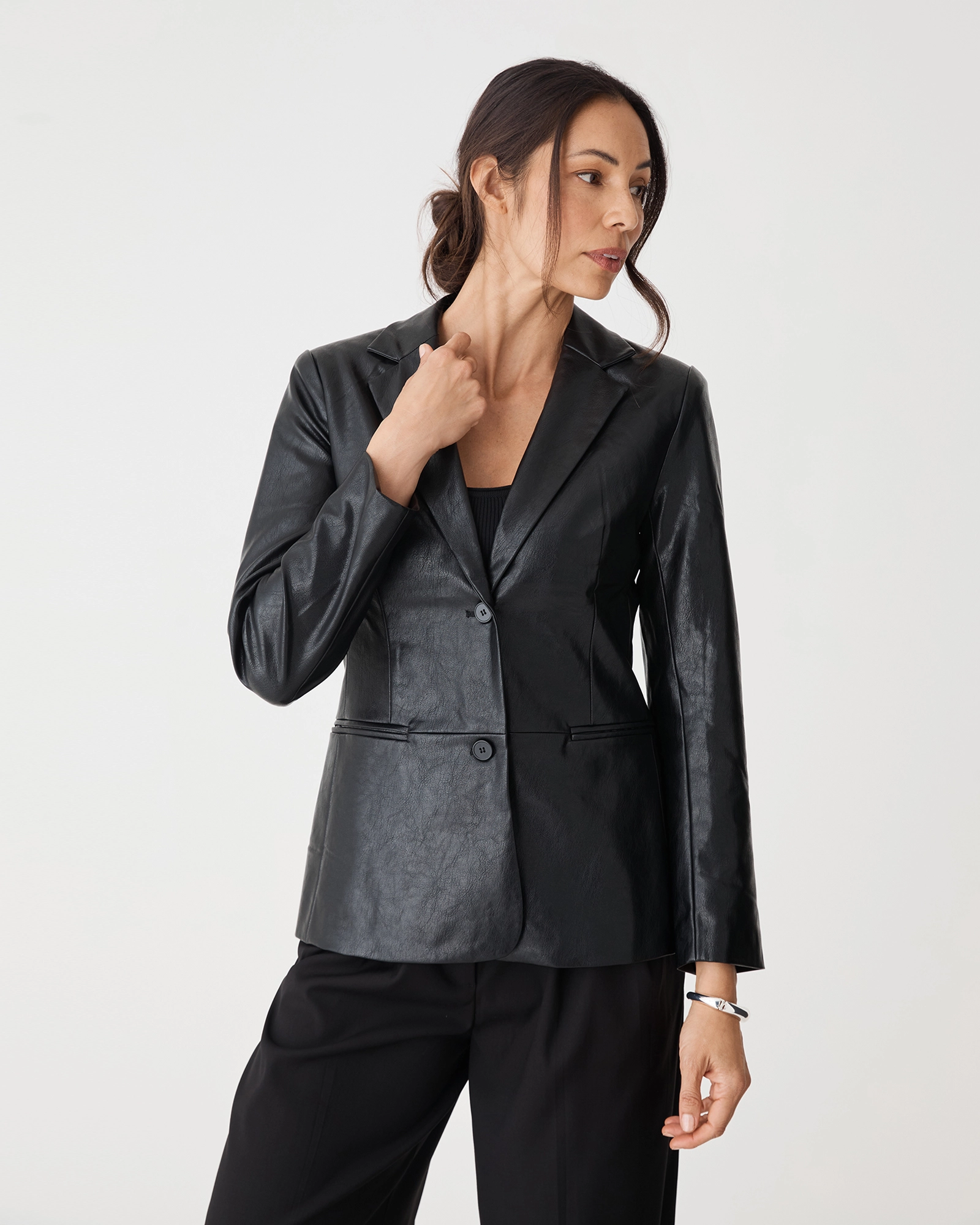 Shay Faux Leather Blazer