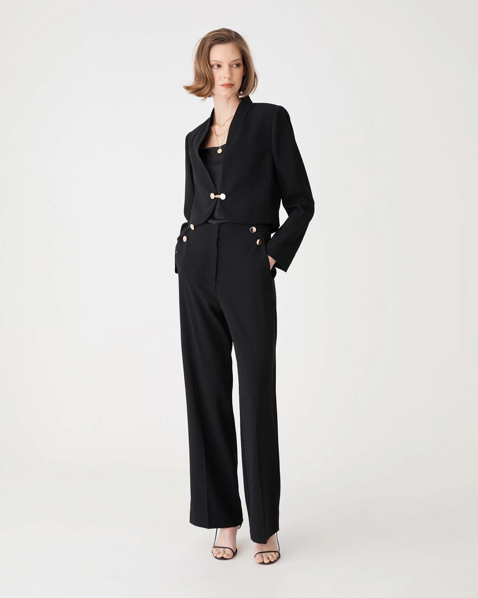 Veronica Crop Crepe Jacket