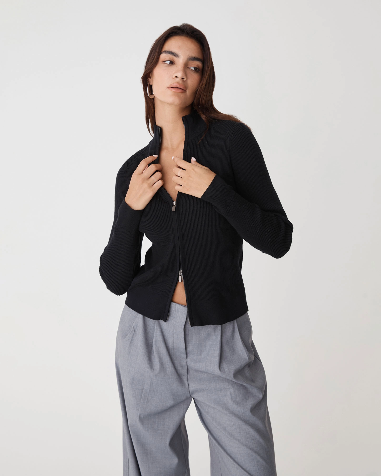 Blake Ribbed Zip Cardigan