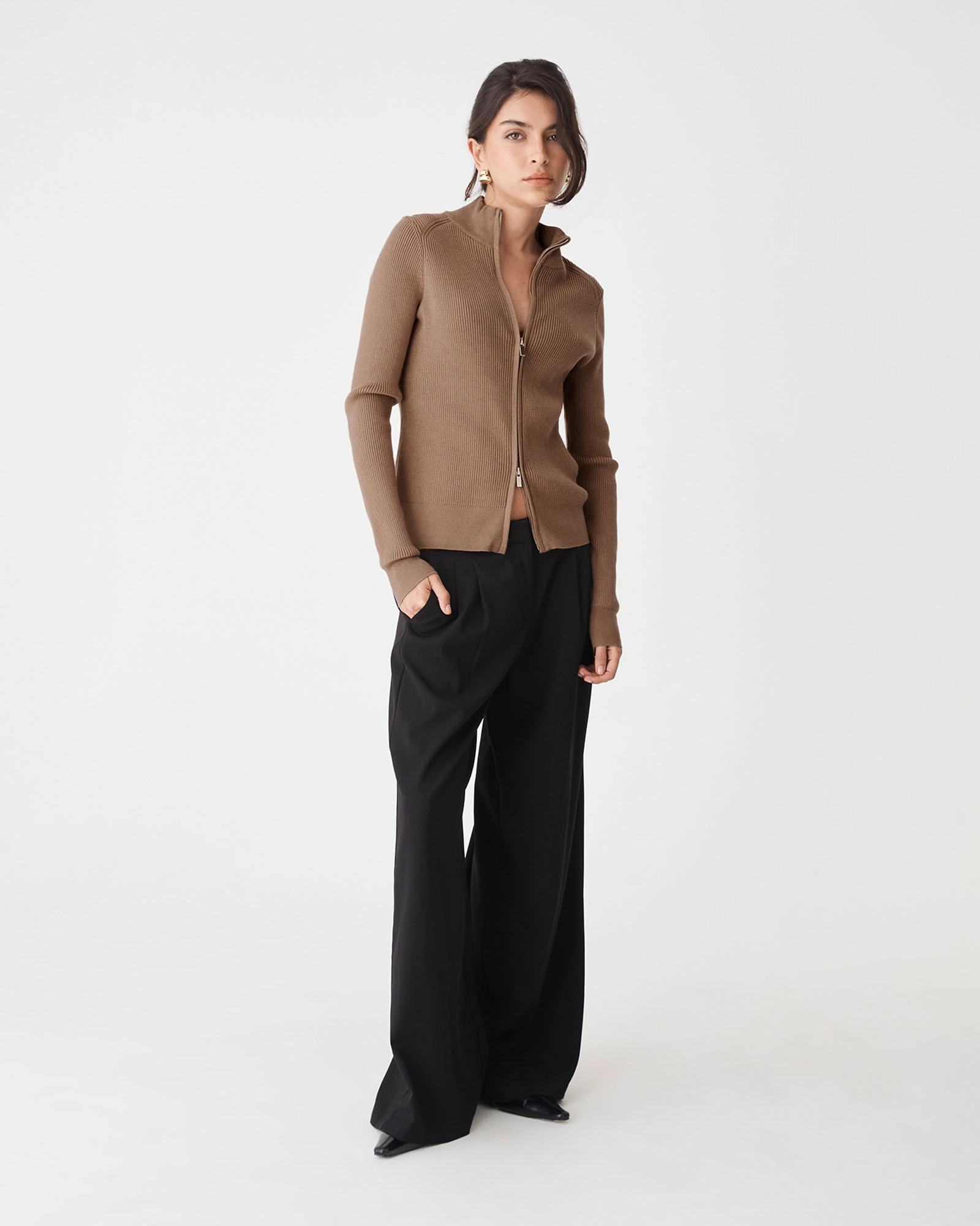 Blake Ribbed Zip Cardigan