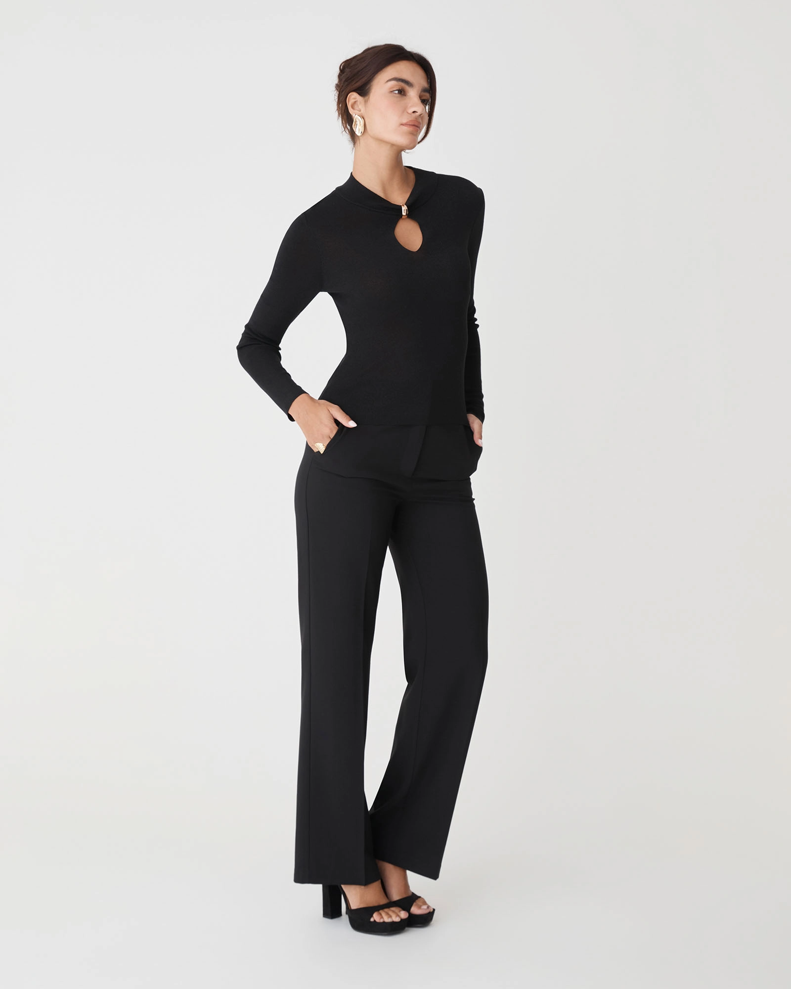 Ciara Keyhole Lurex Knit Top