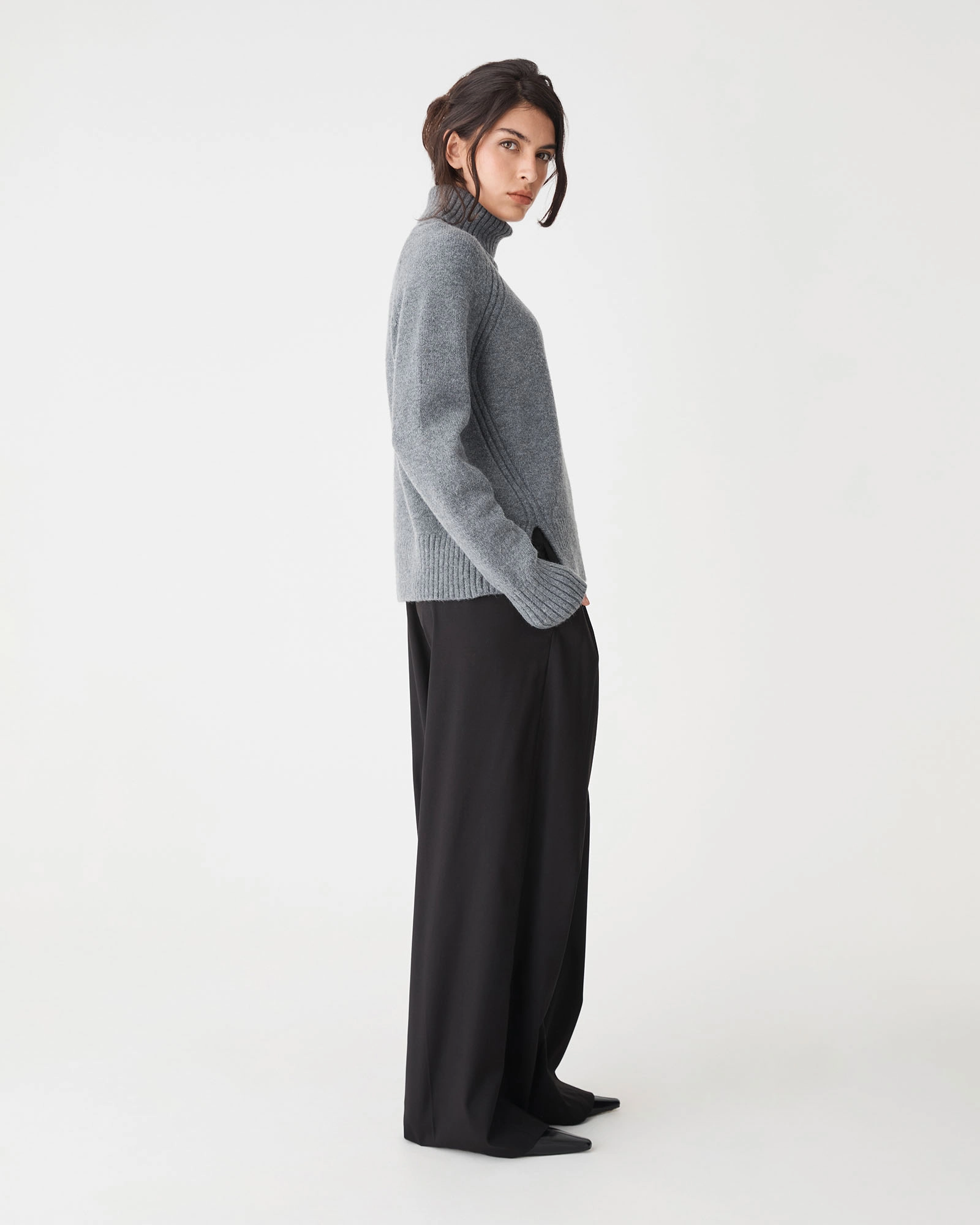 Jada Notch Hem Turtleneck Knit