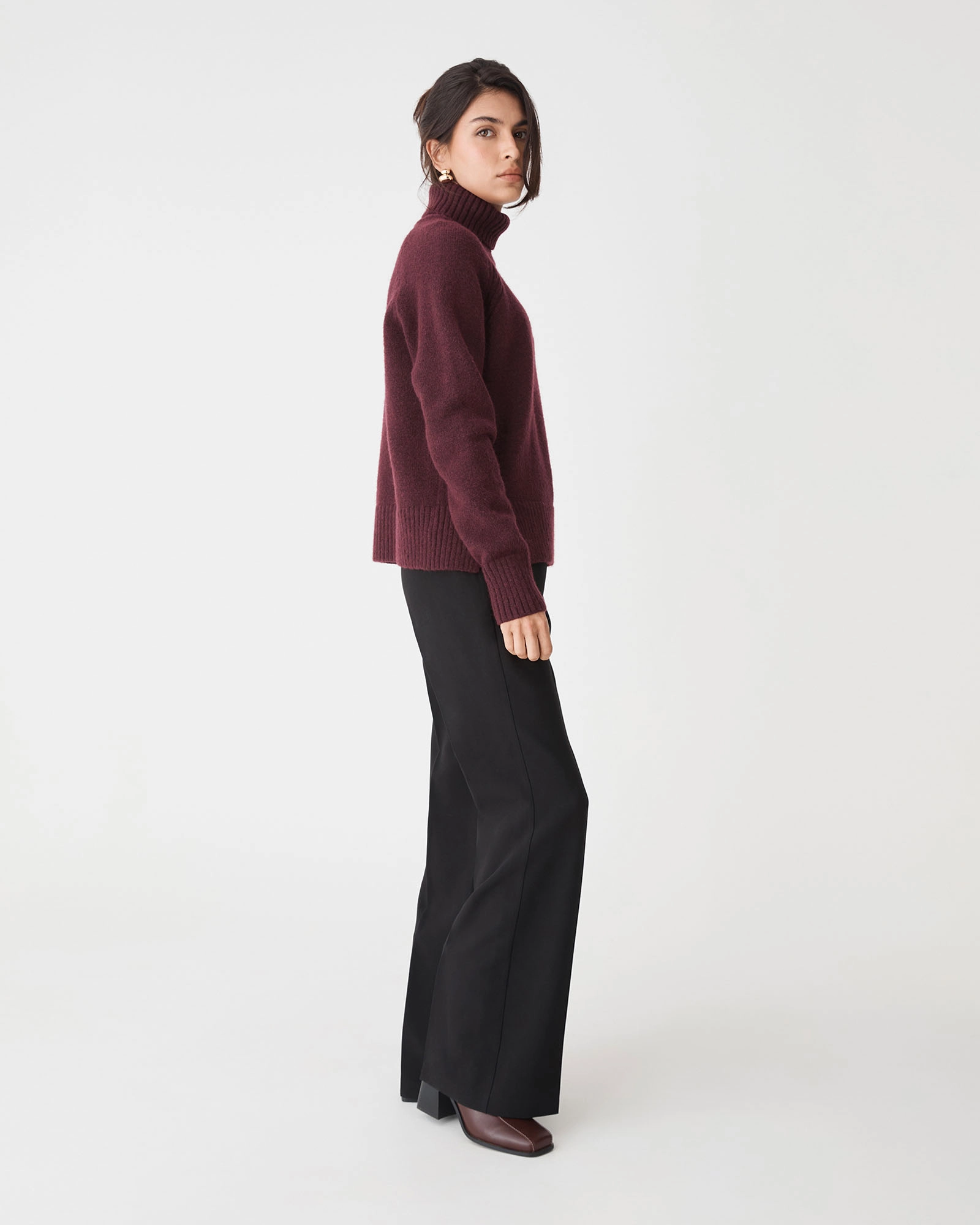 Jada Notch Hem Turtleneck Knit