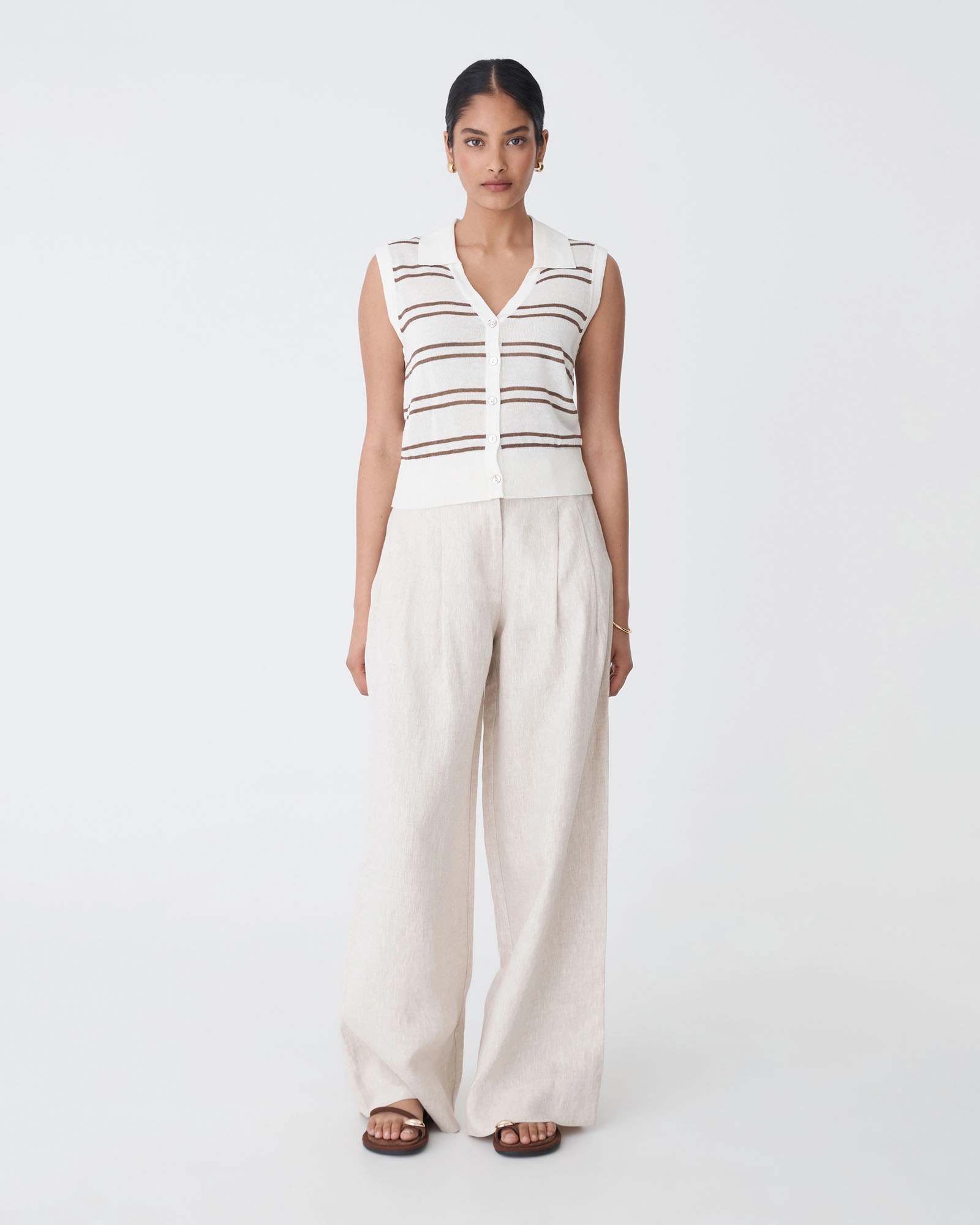 Kaia Striped Collared Top