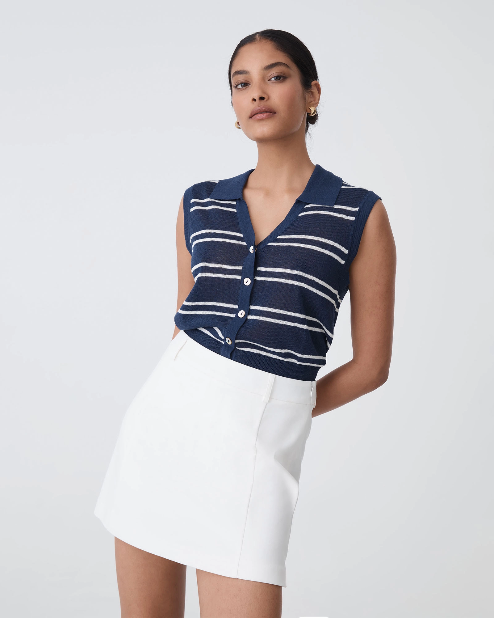 Kaia Striped Collared Top