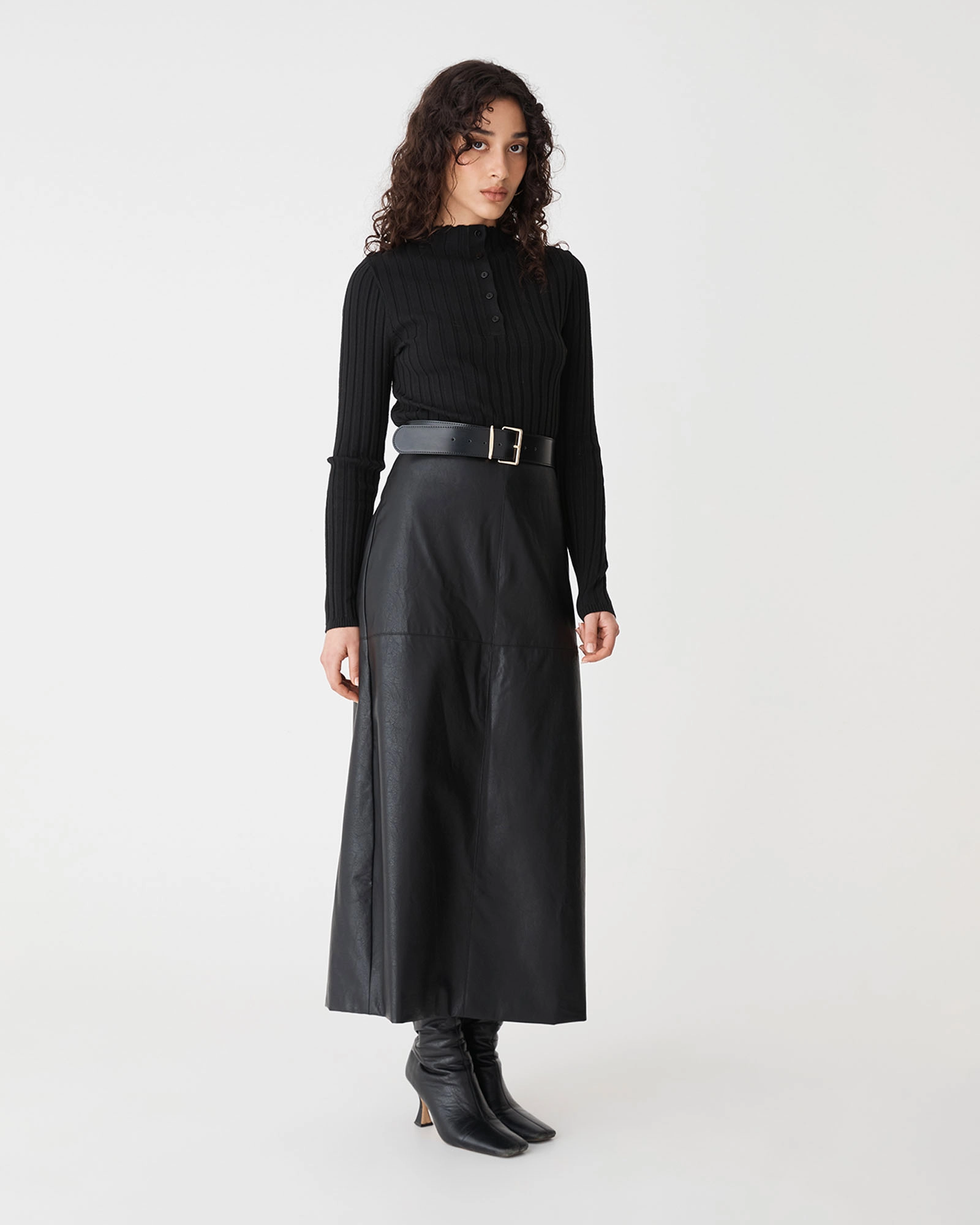 Inez Mock Neck Henley Knit