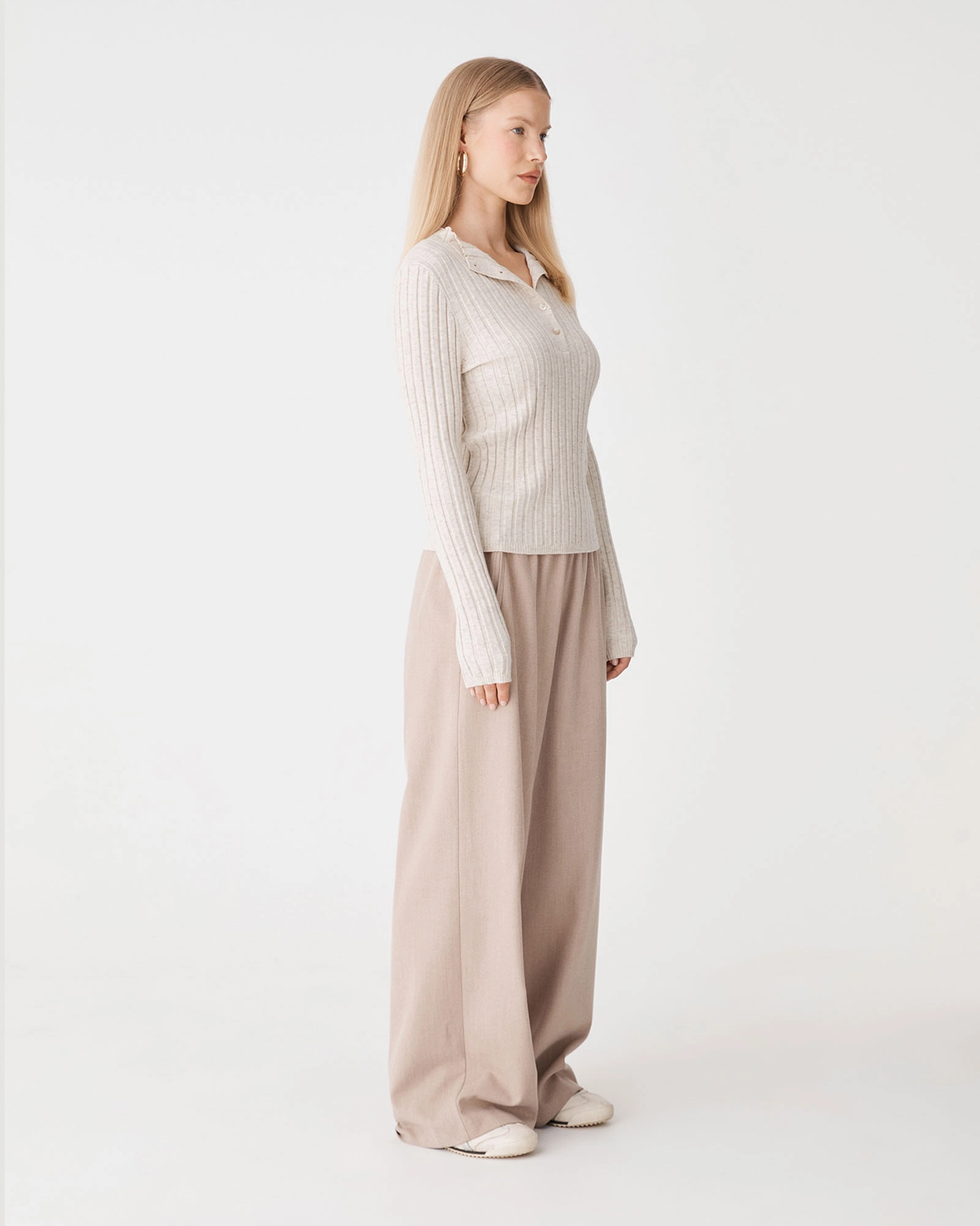 Inez Mock Neck Henley Knit