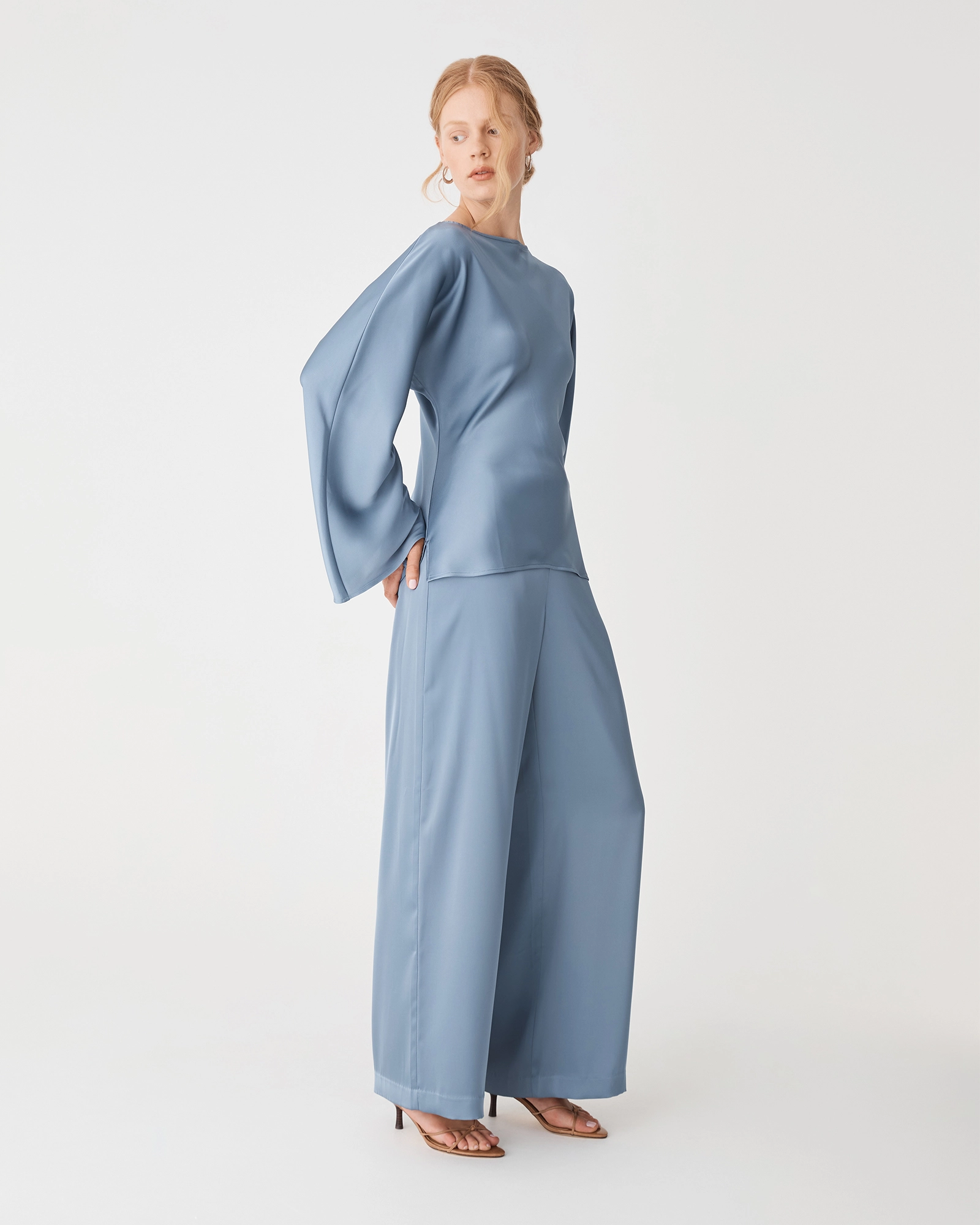 Asma Satin Wide Leg Pants