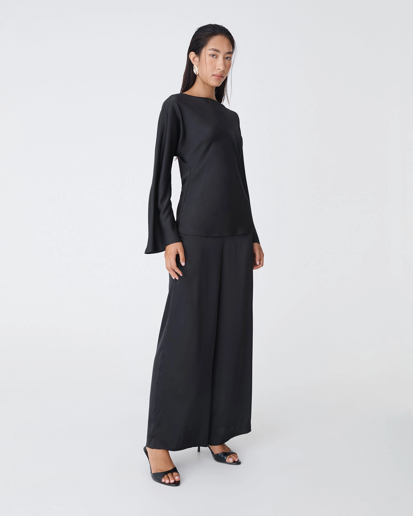 Asma Satin Wide Leg Pants