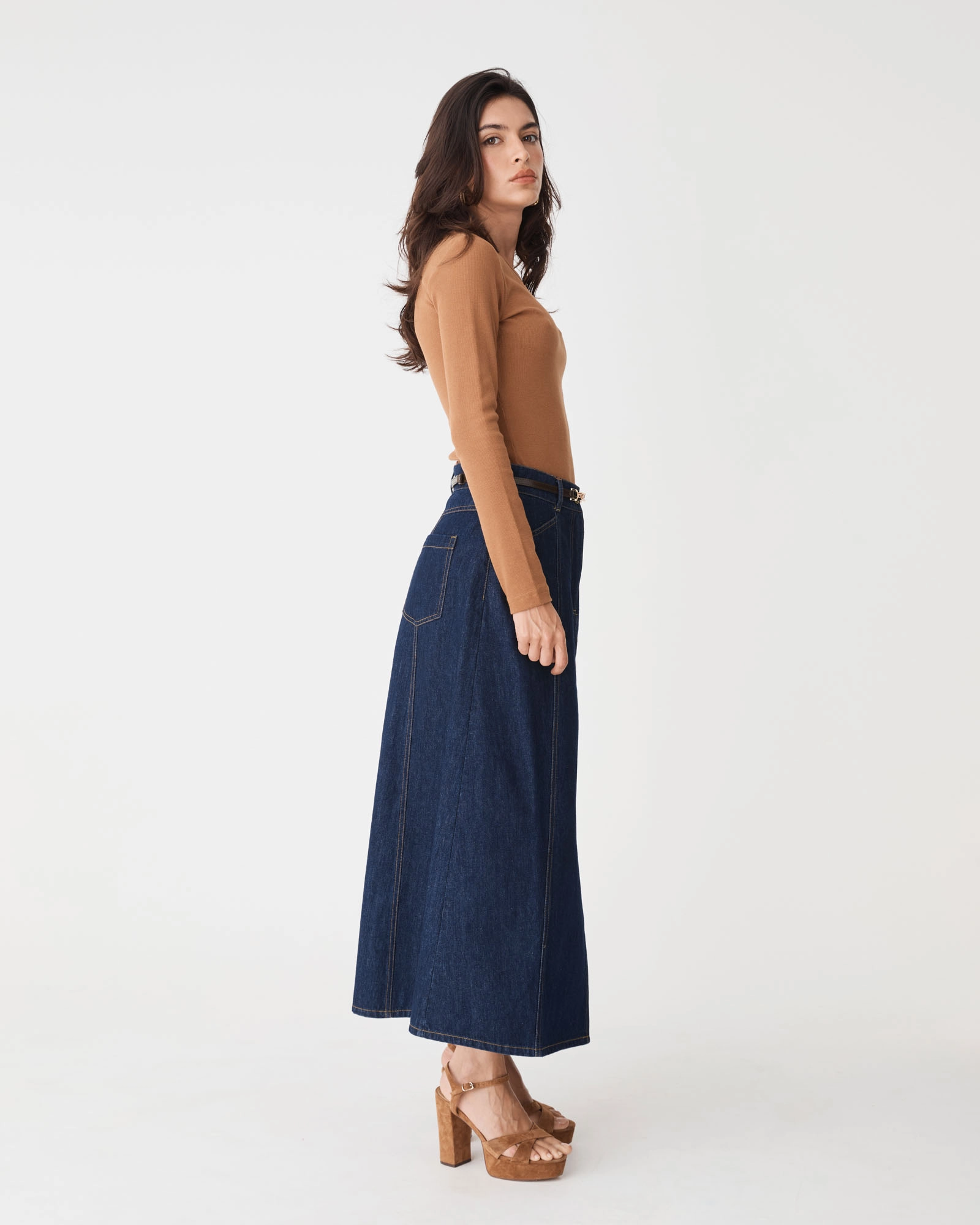 Nancy Panelled Denim Skirt