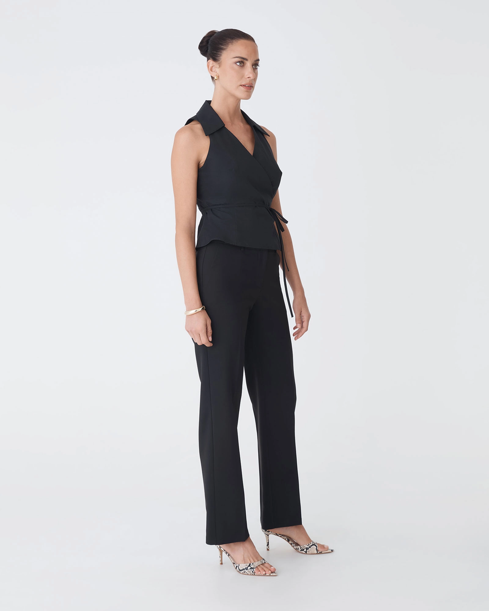 Layla Collared Wrap Top