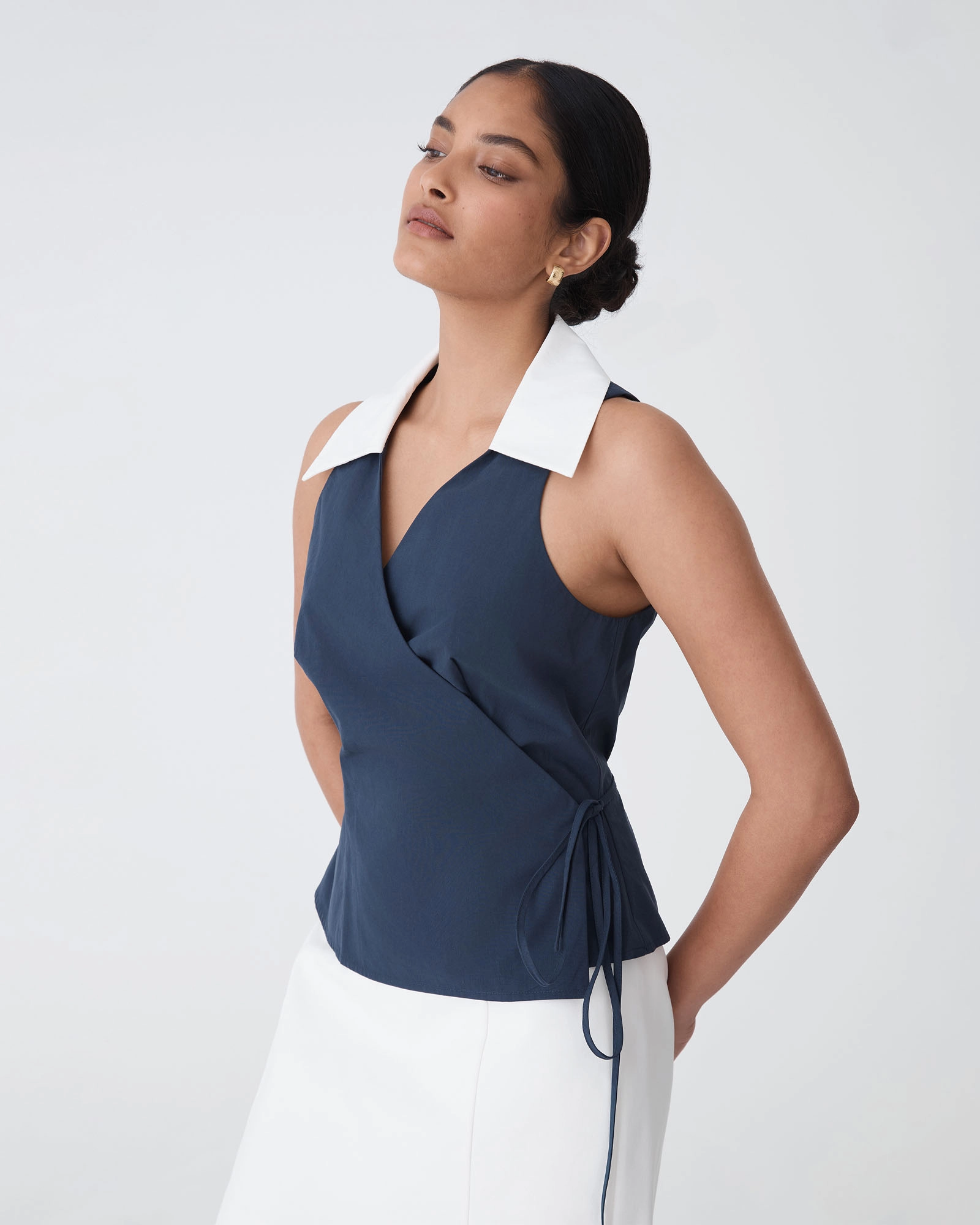 Layla Collared Wrap Top