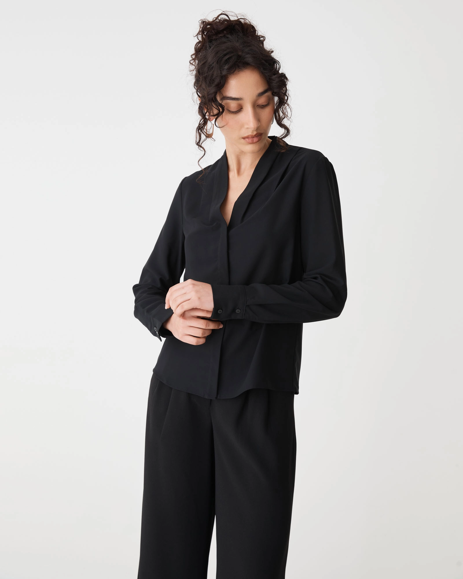 Claudia Pleat Neck Blouse