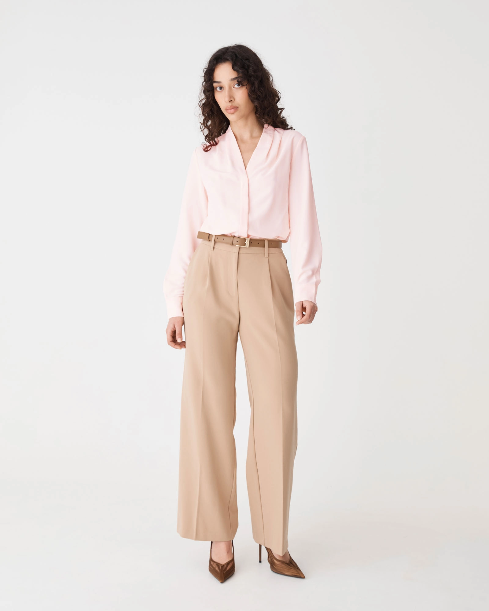 Claudia Pleat Neck Blouse