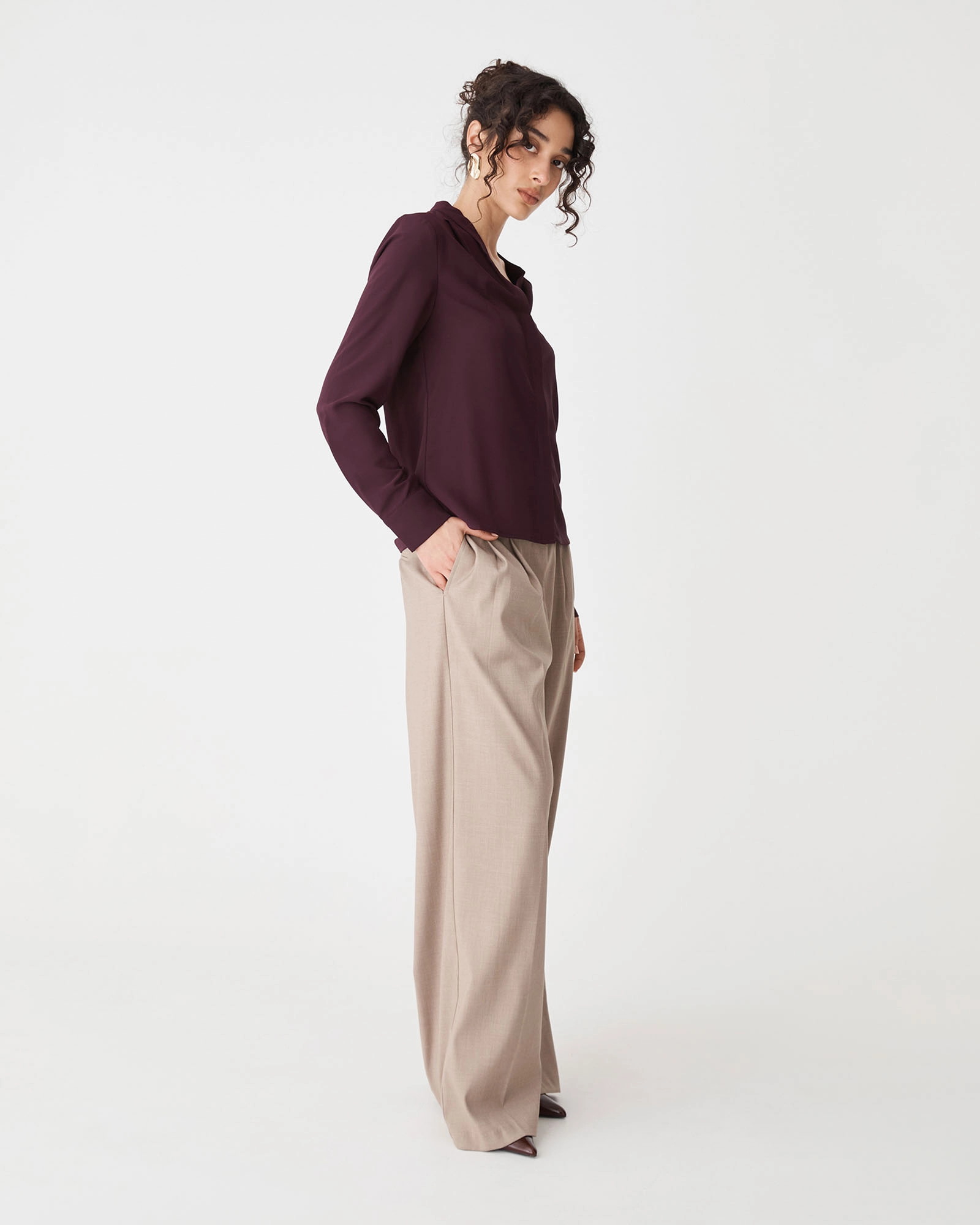 Claudia Pleat Neck Blouse
