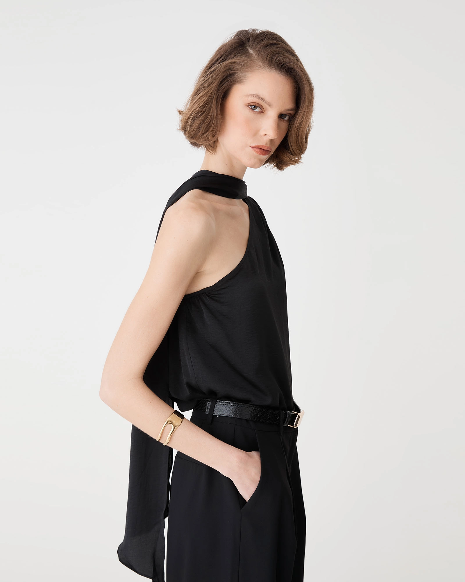 Opal One Shoulder Scarf Top