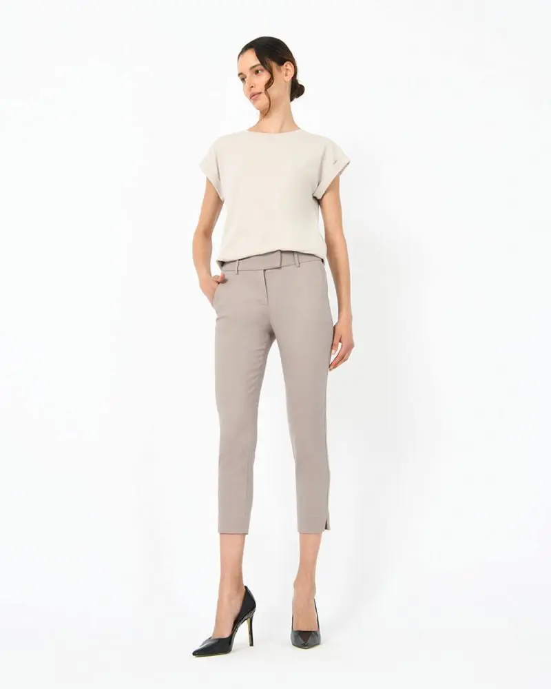 Forcast Clothing, the Josie Cropped Notch Pants, featuring cropped length and notched hem with side split