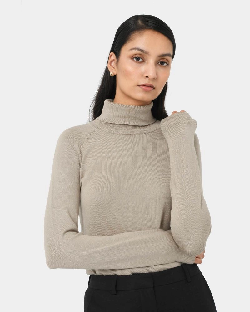 Clarisse Turtleneck Sweater Pastel Khaki Forcast Forcast AU