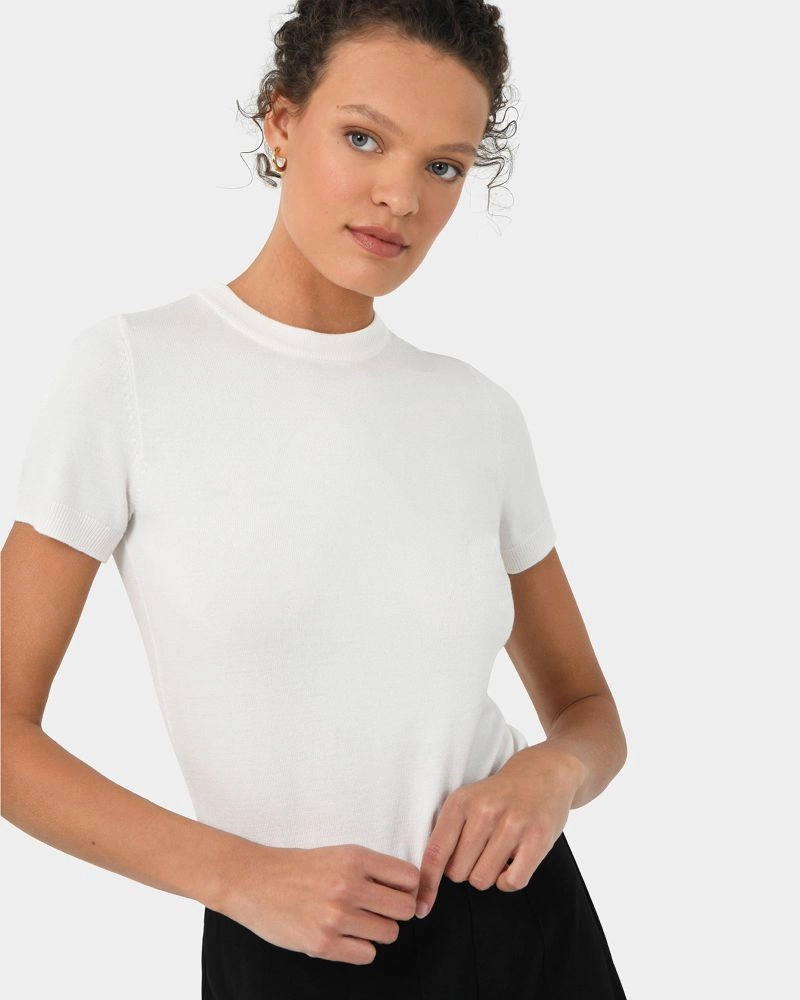 Catherine Short Sleeve Knit Ivory | Forcast Clothing