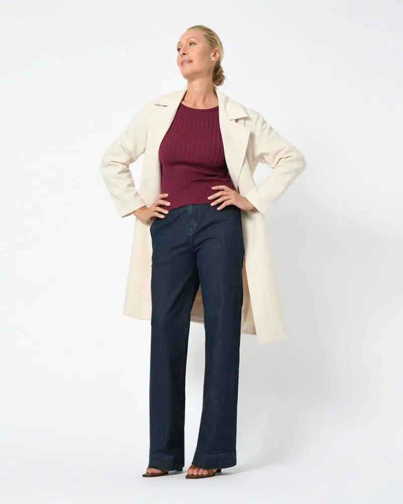 Forcast Clothing, the Mercy Trench Coat, featuring back yoke detail, functional side pockets and a tie waist
