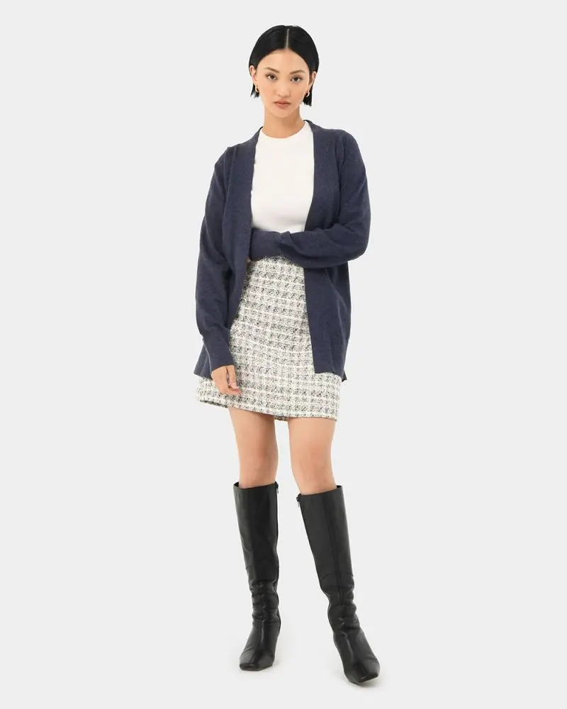 Forcast Clothing, the Liana Belted Cardigan, featuring soft knit texture and matching self-tie belt