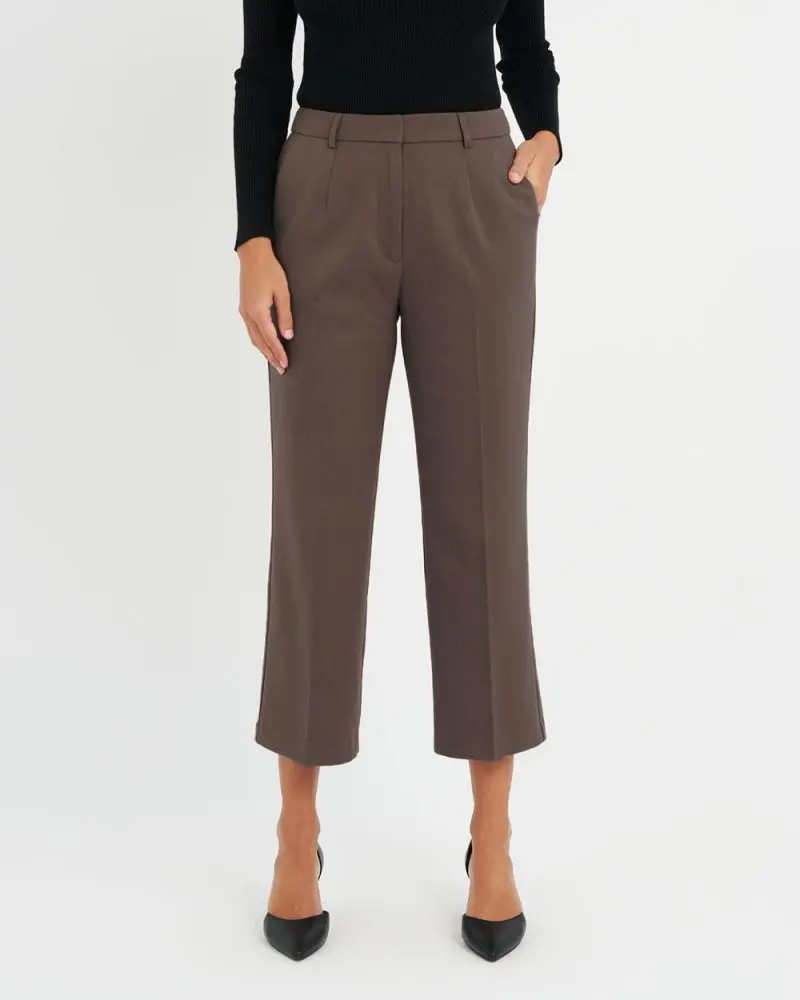 Forcast Clothing, the Renee Straight Pants, featuring straight leg silhouette and cropped length in a comfortable medium weight fabrication