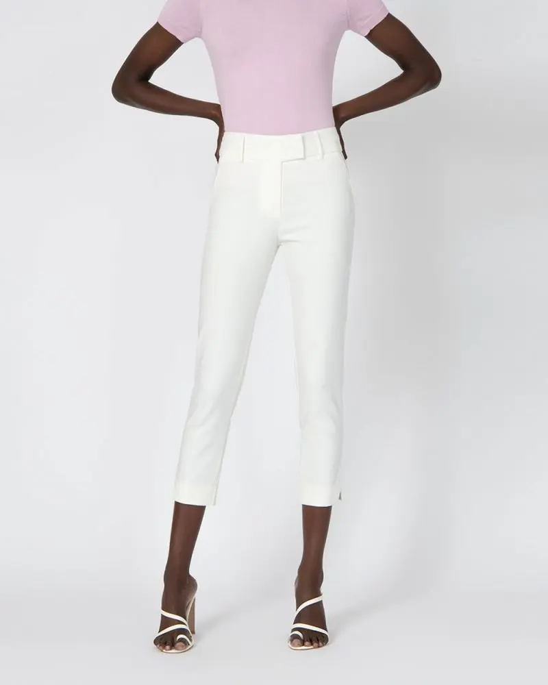 Forcast Clothing, the Danna Cropped Notch Pants. A slim fit design, featuring cropped length and notch hem