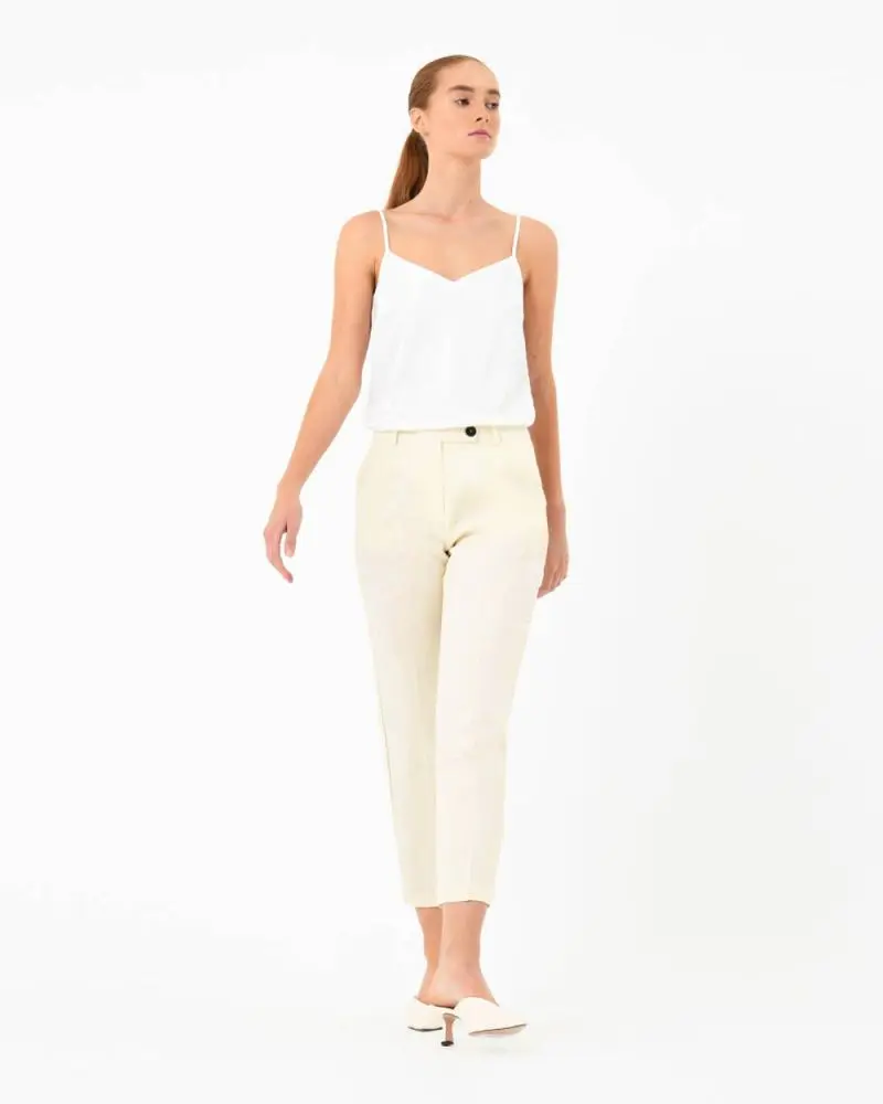 Forcast Clothing, the Scarlet Slim Pants, crafted in linen blend in a classic slim legged design